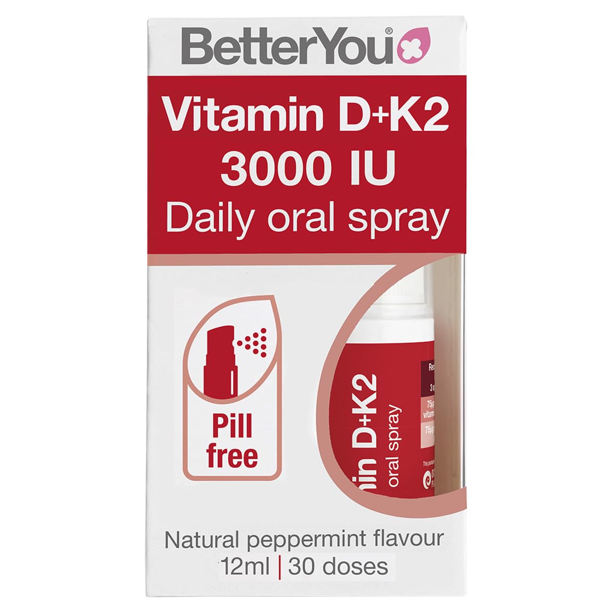 BetterYou D3000 & K2 Vitamin D Daily Oral Spray 28g front view
