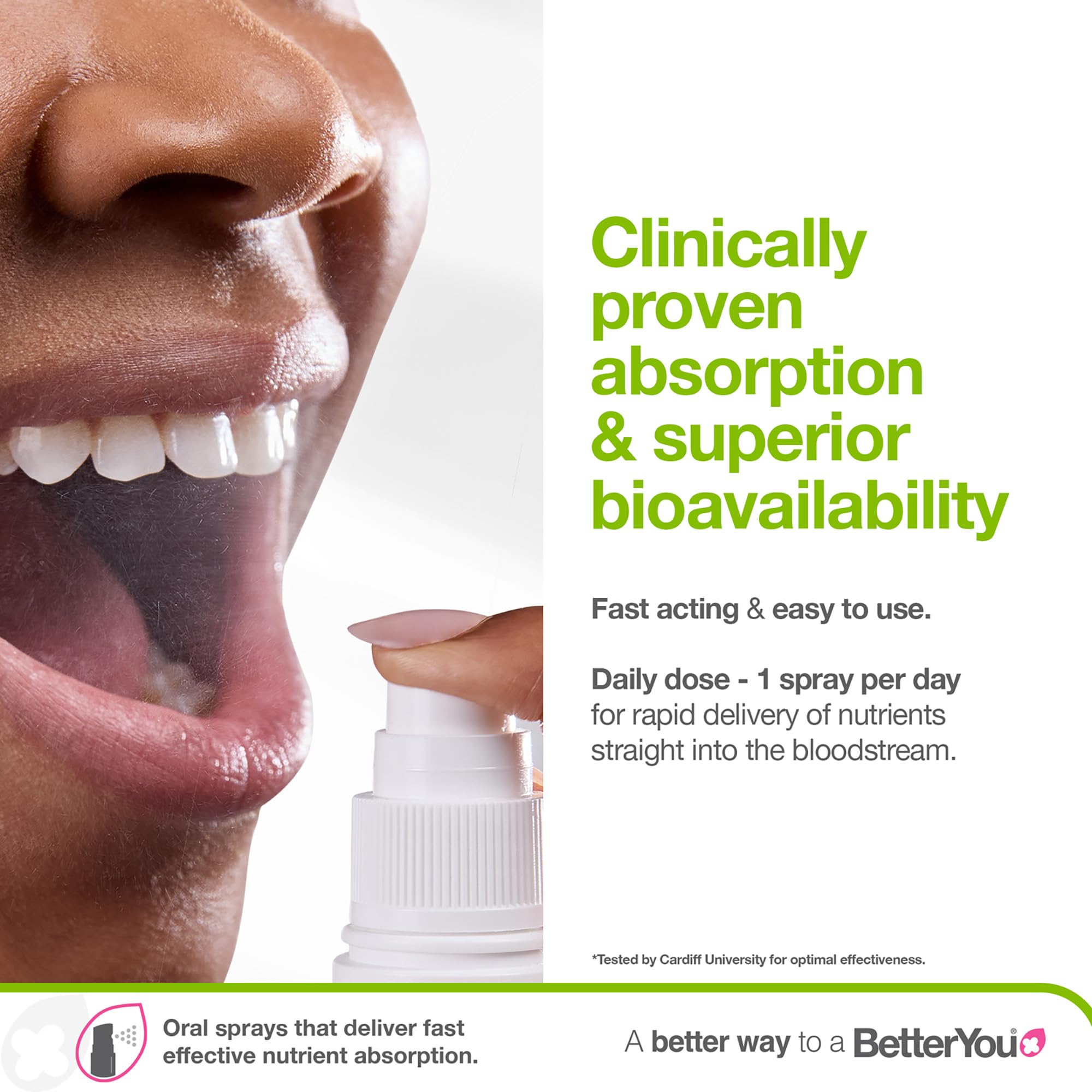 BetterYou D3000 Vitamin D Oral Spray in use