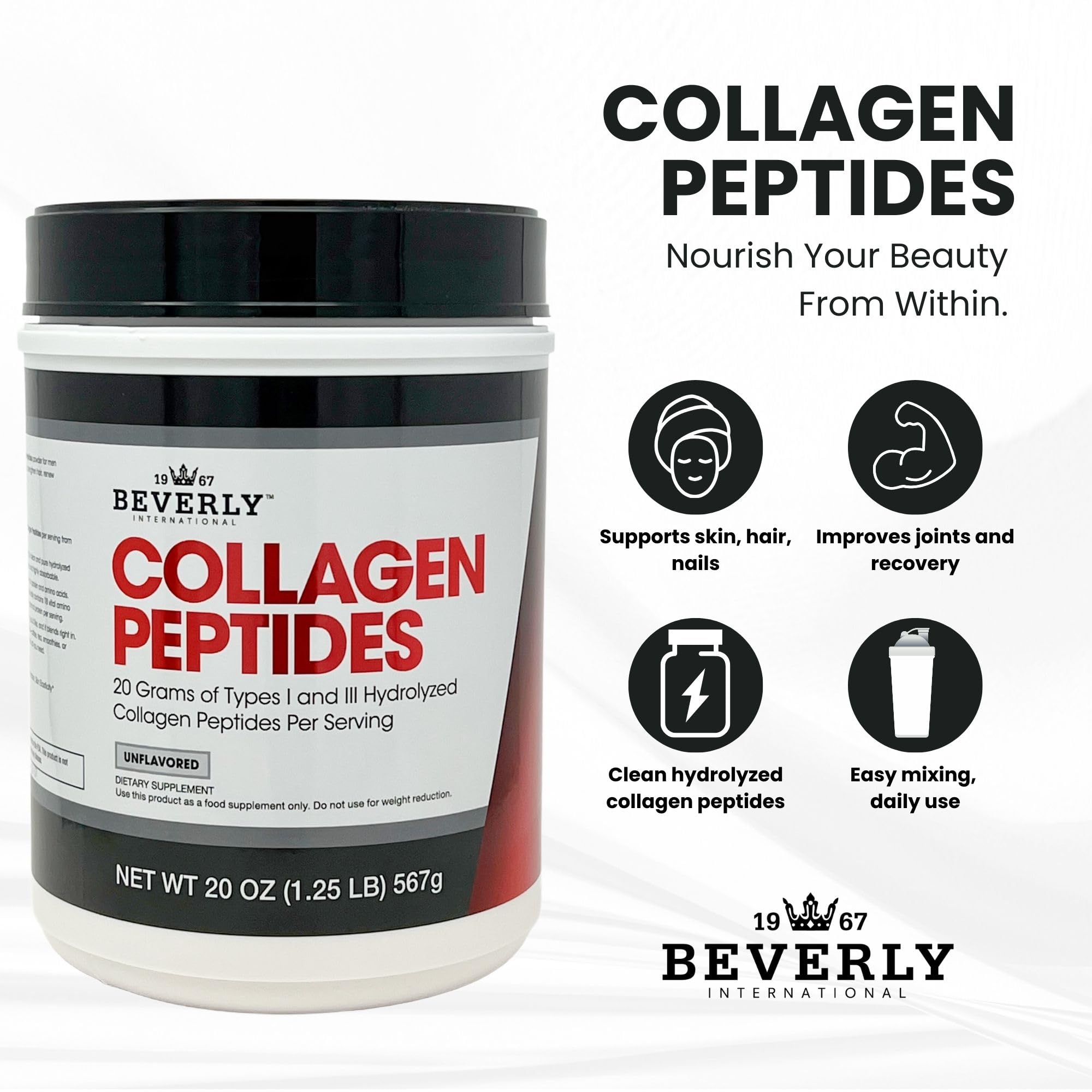 Beverly International Collagen Peptides Powder close-up of powder