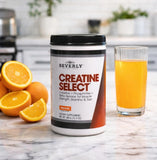 Beverly International Creatine Select 480g displayed with fitness equipment