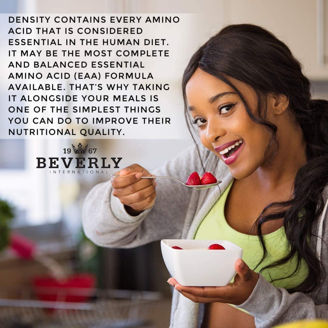 Beverly International Density EAA Formula 500mg Capsules on a wooden table