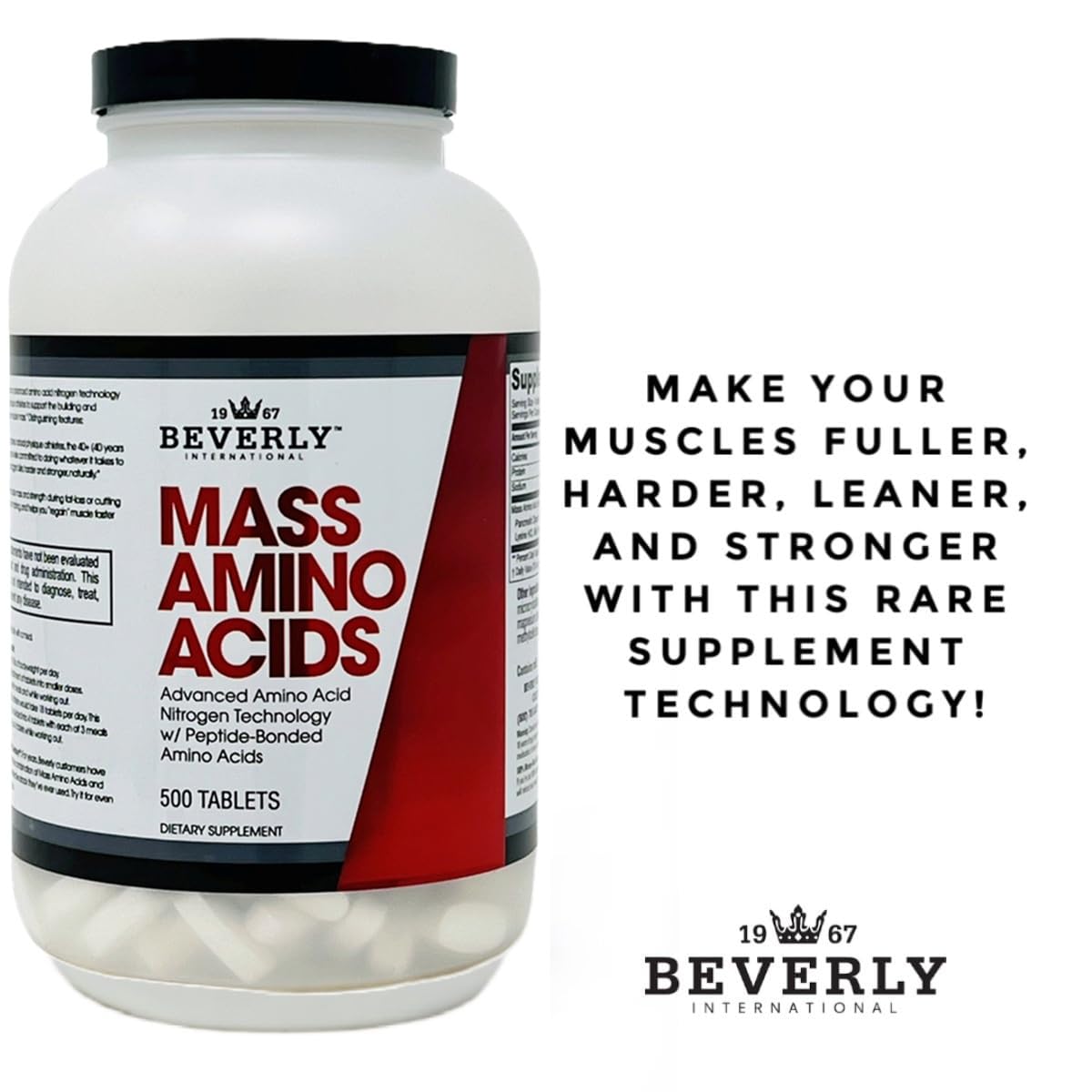 Beverly International Mass Amino Acids 762g on a gym bench