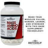 Beverly International Mass Amino Acids 762g on a gym bench