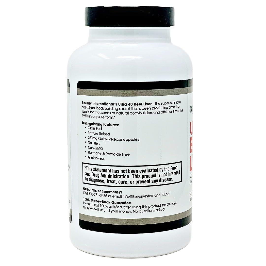 Beverly International Ultra 40 Beef Liver Capsules side view