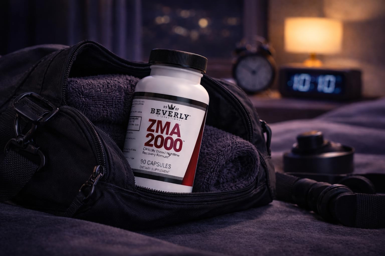 Beverly International ZMA 2000 with a glass of water