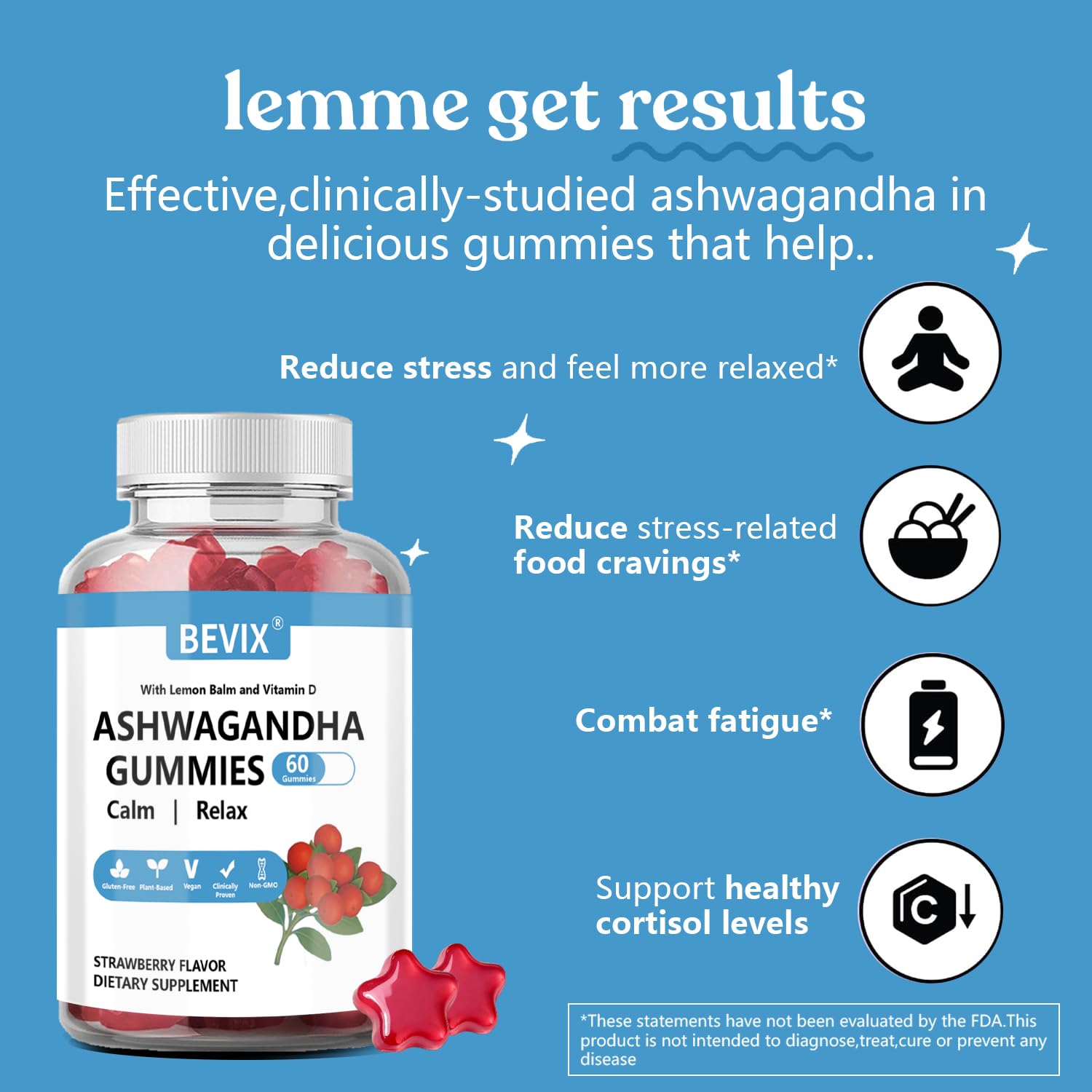 BEVIX Ashwagandha Gummies nutritional information label
