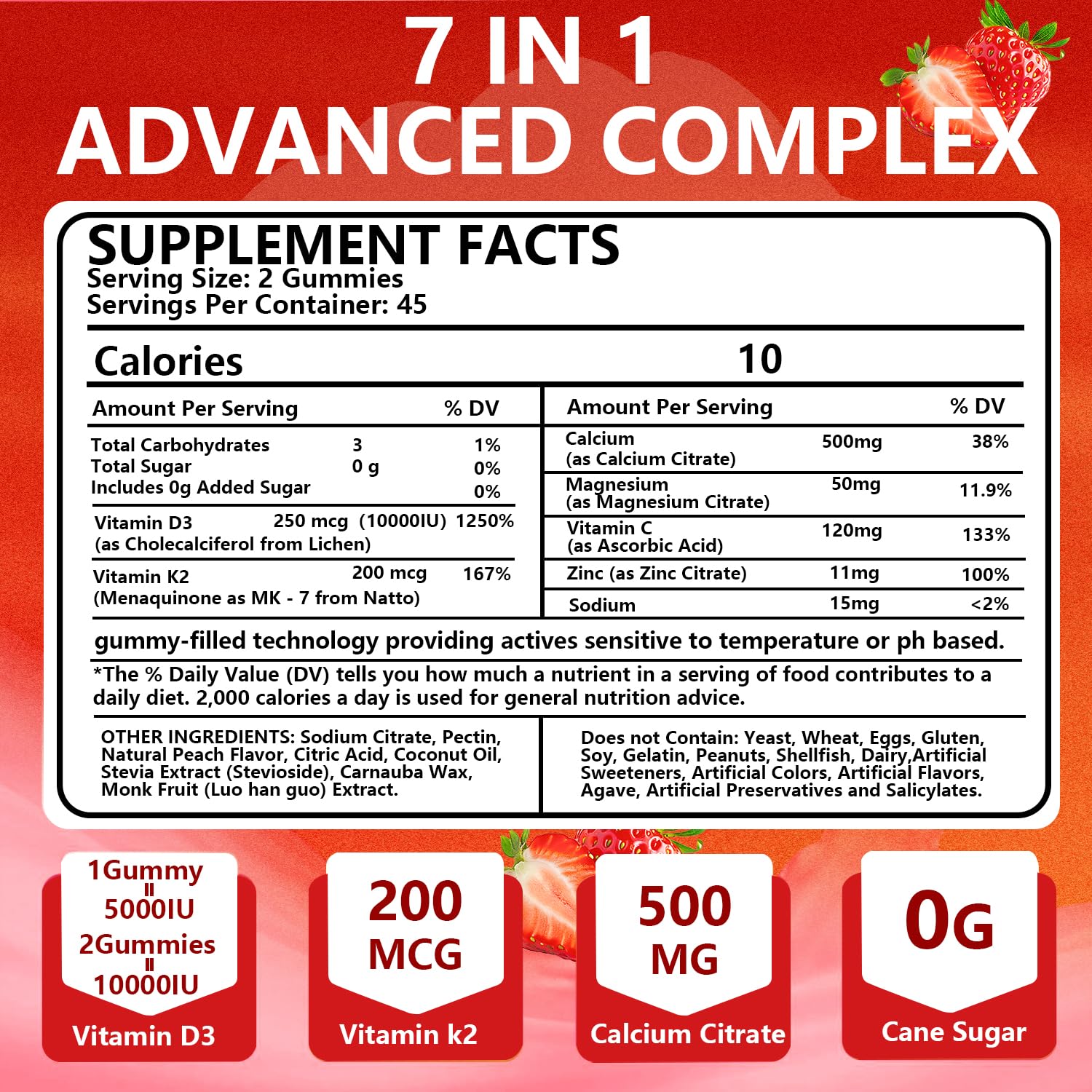 BEVIX D3 K2 Vitamin Gummies with measuring spoon