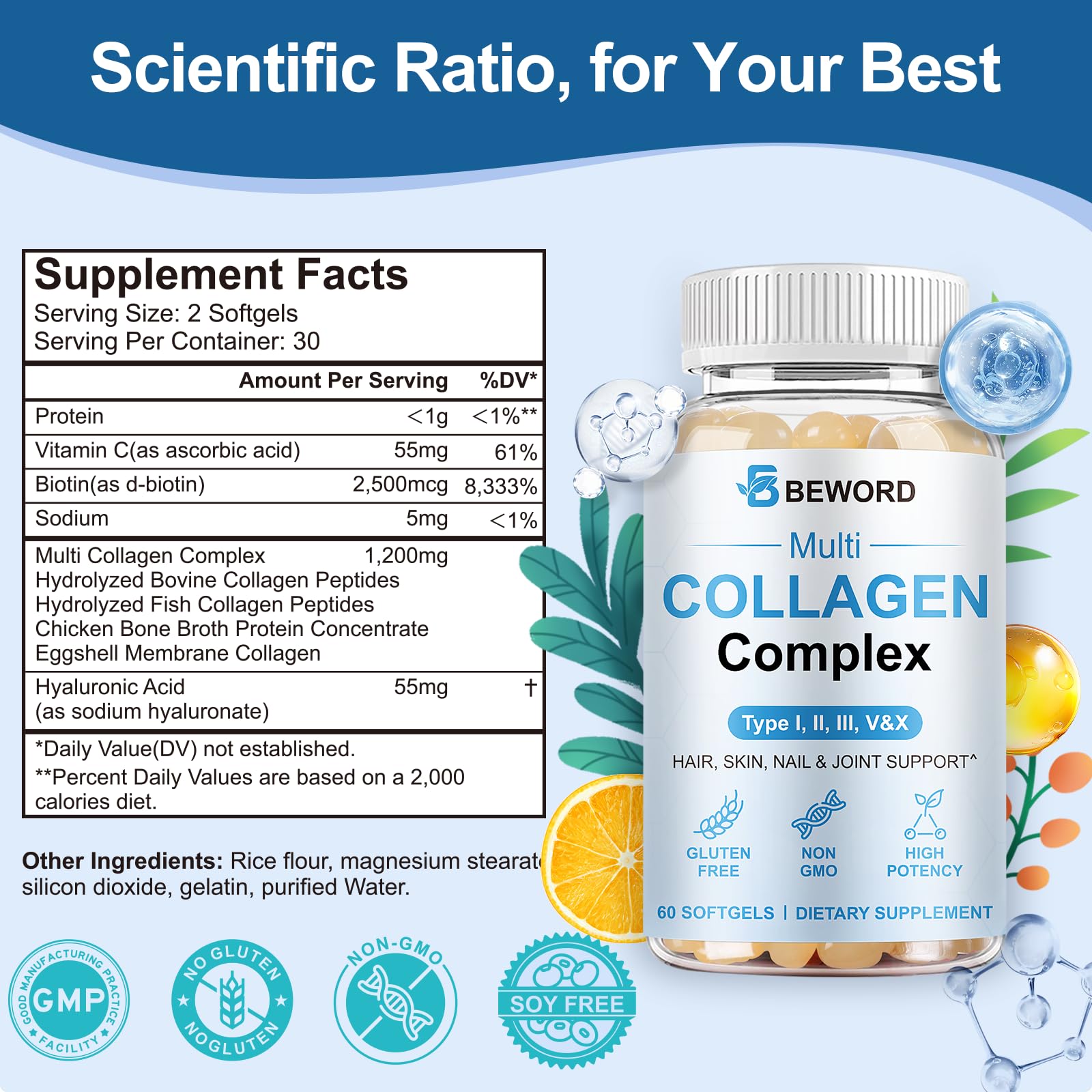 BEWORD 8-in-1 Collagen Complex capsule close-up
