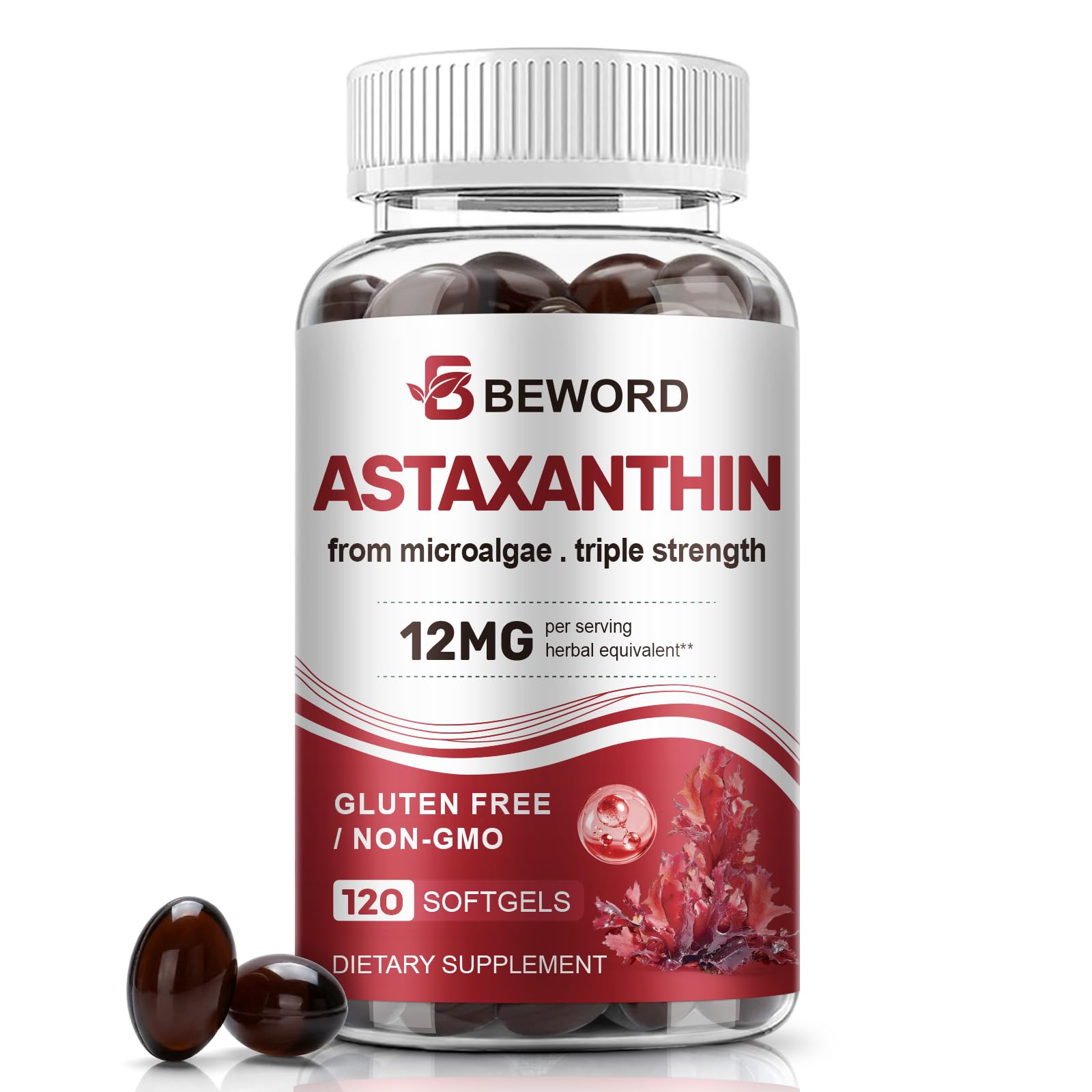 BEWORD Astaxanthin Softgels 12mg front view
