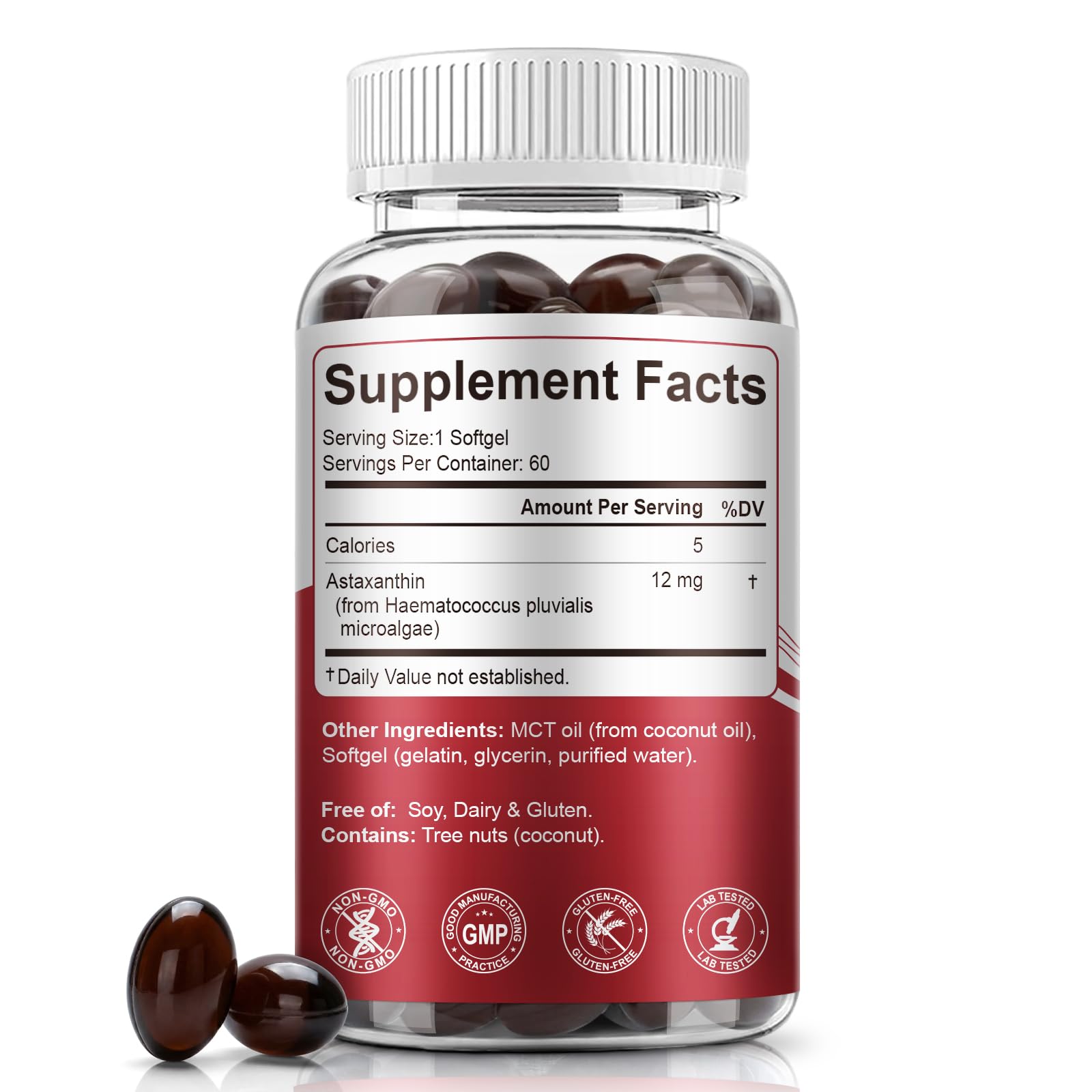BEWORD Astaxanthin Softgels 12mg softgel close-up
