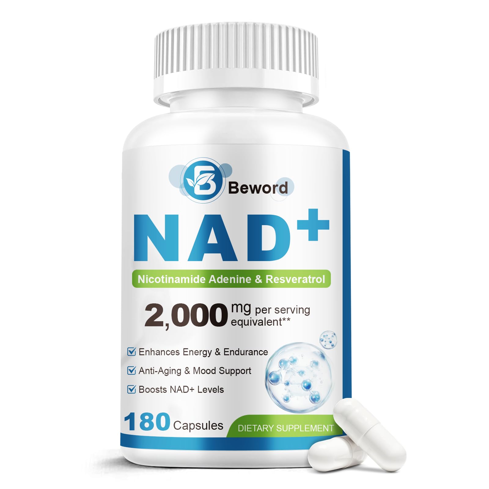 BEWORD Liposomal NAD+ Resveratrol 2000mg front view