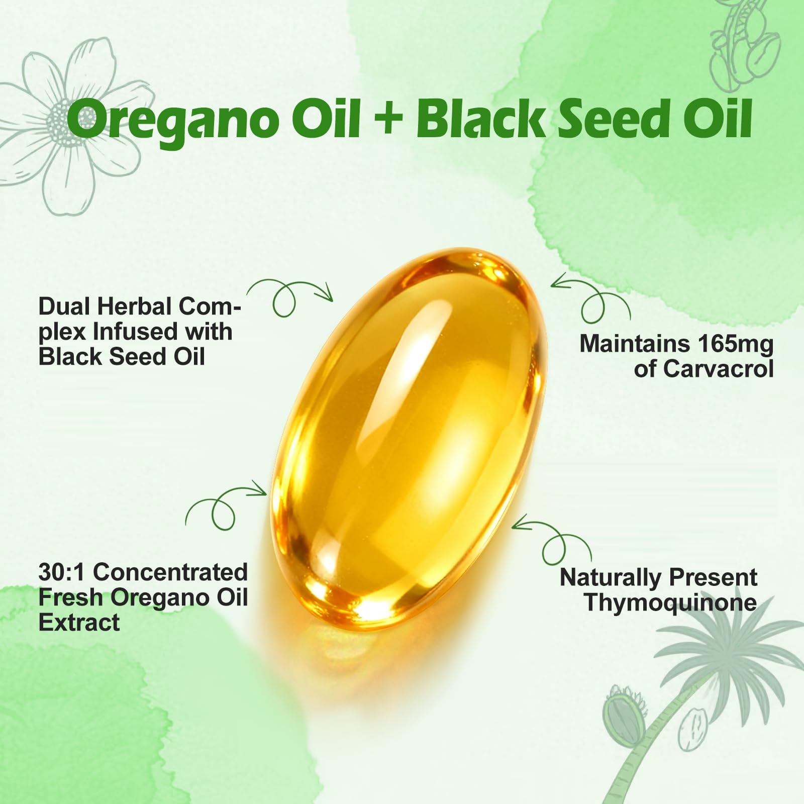 BEWORD Oregano Oil Softgels showing capsule details