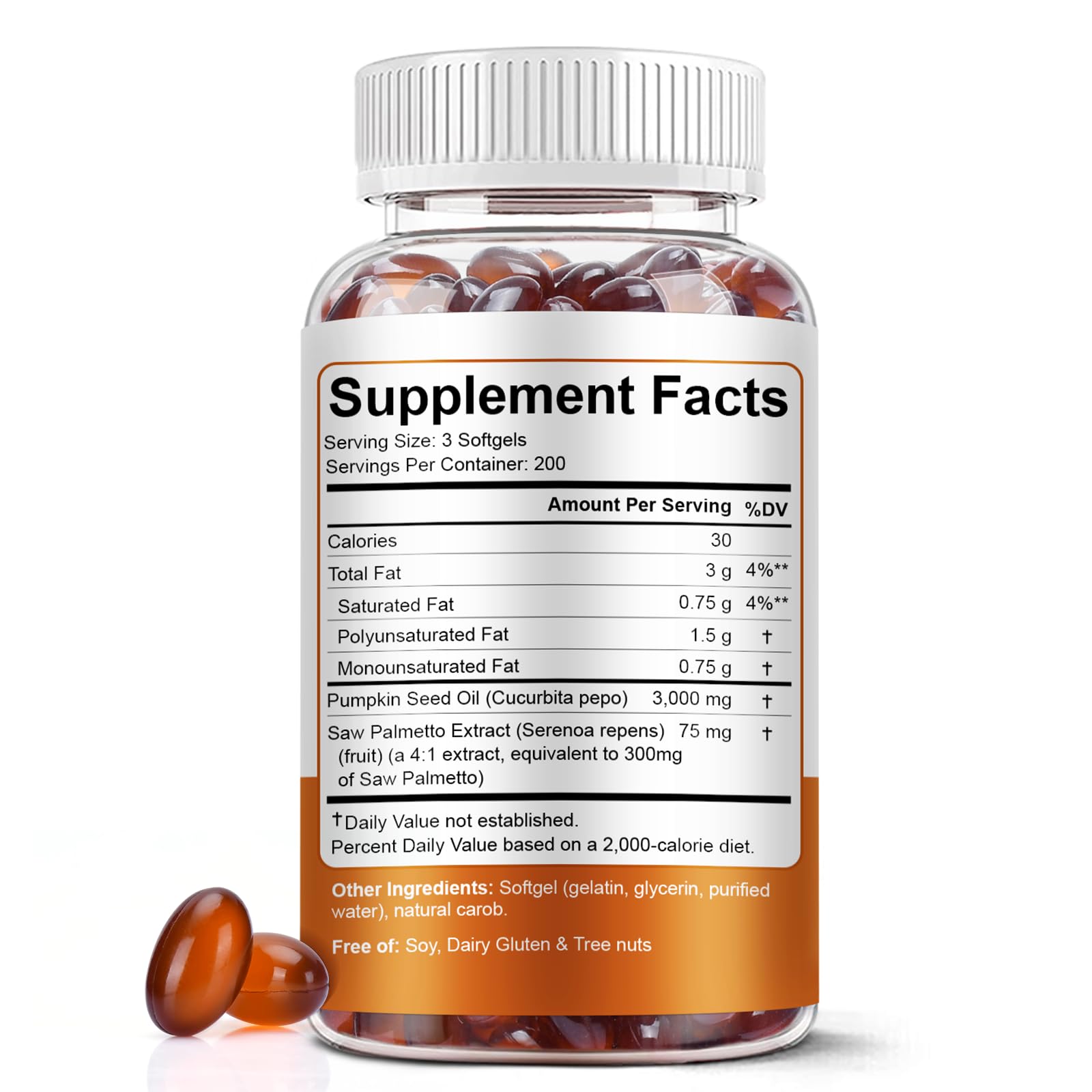BEWORD Pumpkin Seed Oil & Saw Palmetto Softgels side view