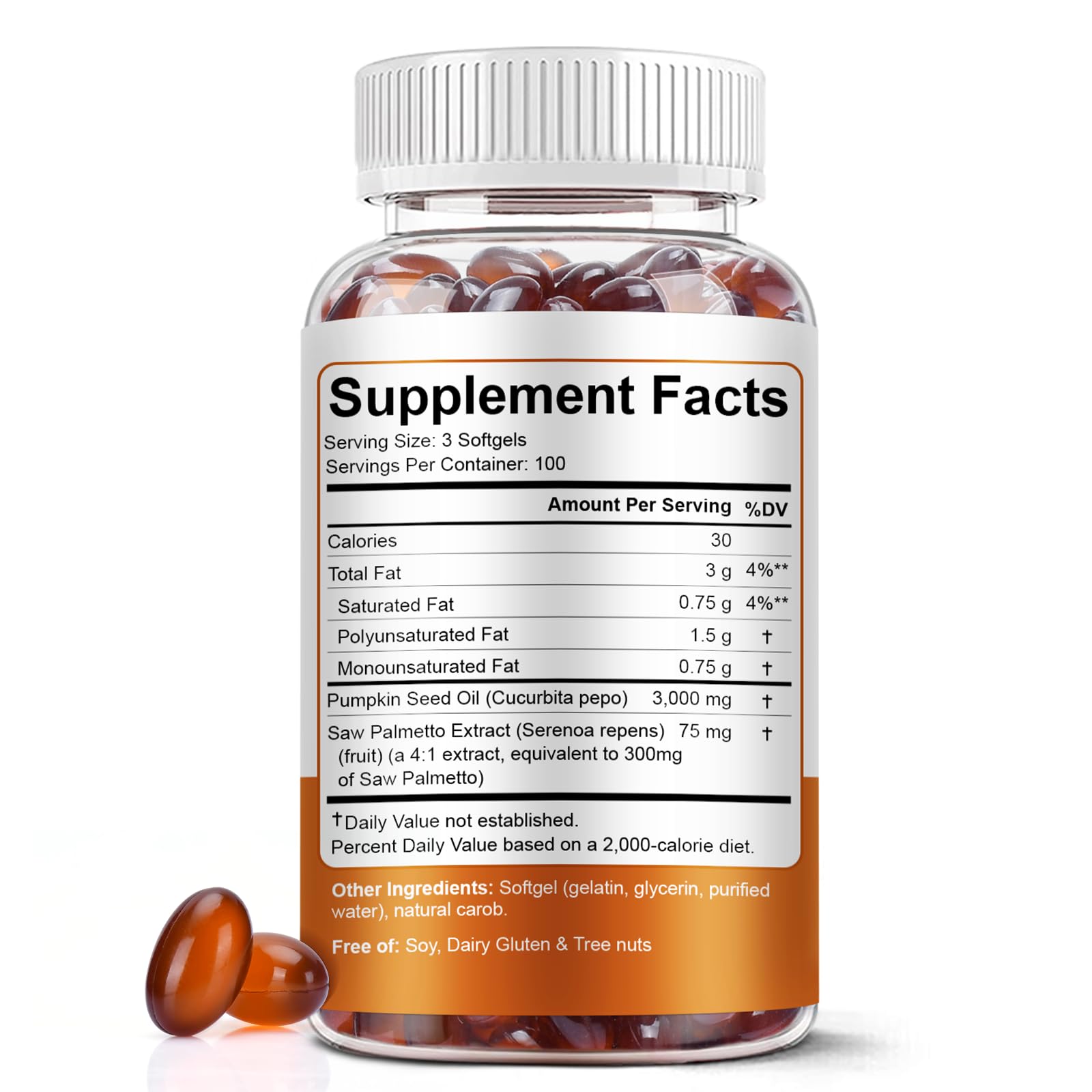 BEWORD Saw Palmetto Softgels 300mg bottle side view