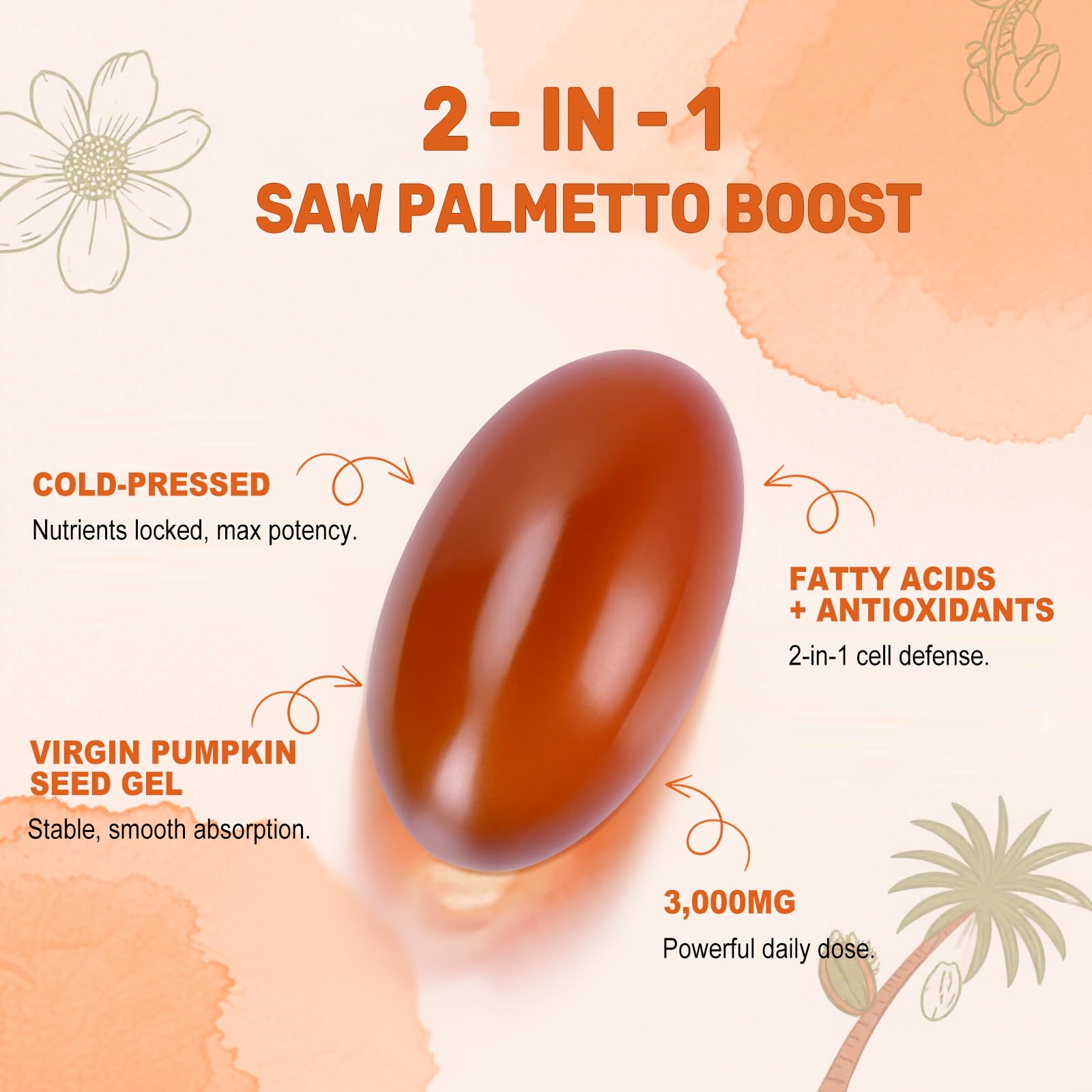 BEWORD Saw Palmetto Softgels 300mg softgel close-up