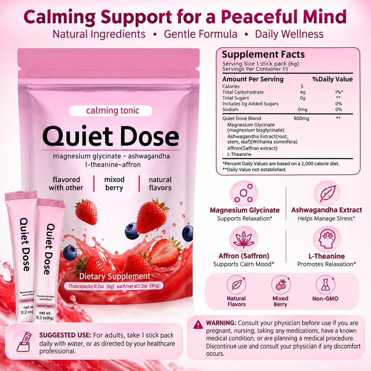 Bexelora Quiet Dose Calm Magnesium Powder in a glass of water