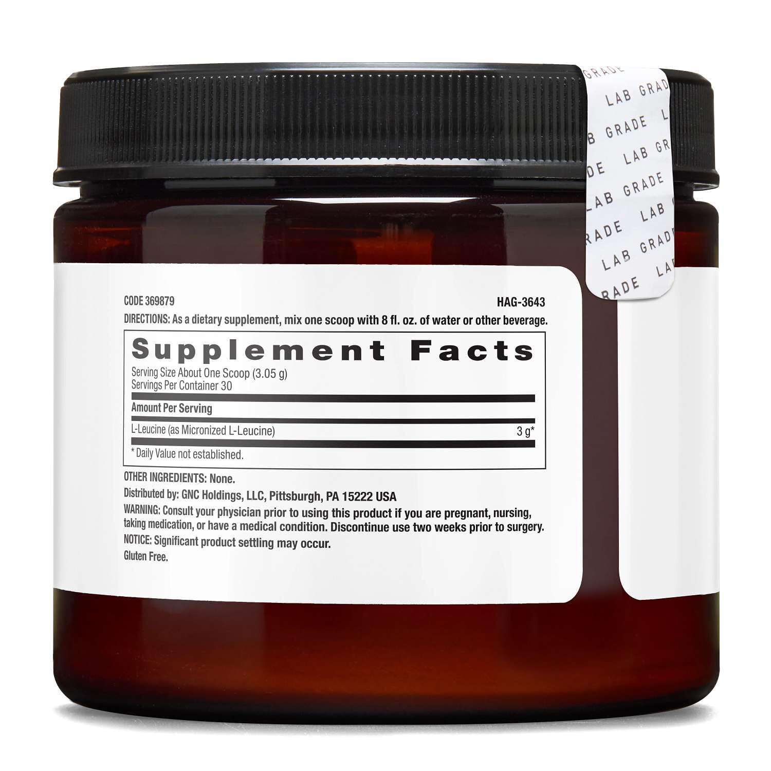 BEYOND RAW L-Leucine Powder 281g side view