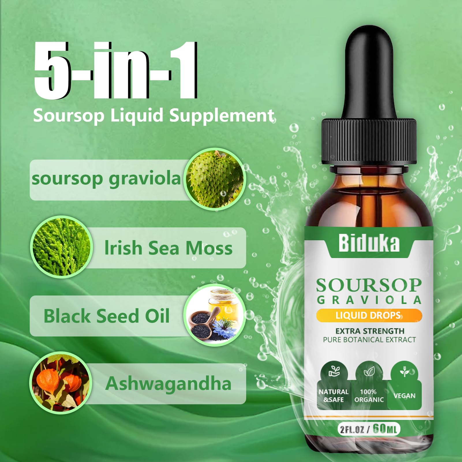 Biduka Graviola Liquid Drops bottle with herbal extracts