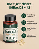 BienRaíz Vitamin D3 + K2 supplement capsules with measuring spoon
