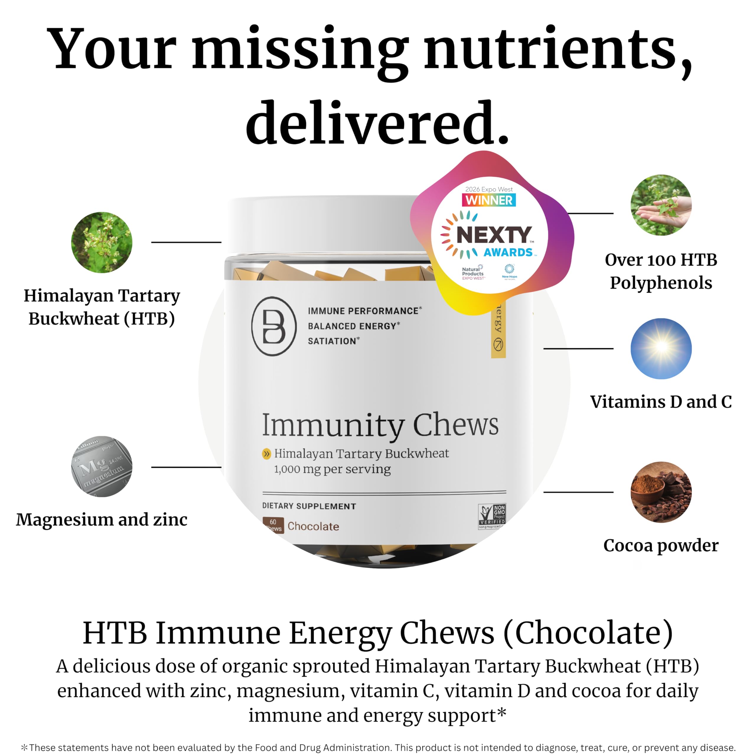 BIG BOLD HEALTH HTB daily wellness Chews chocolate flavour