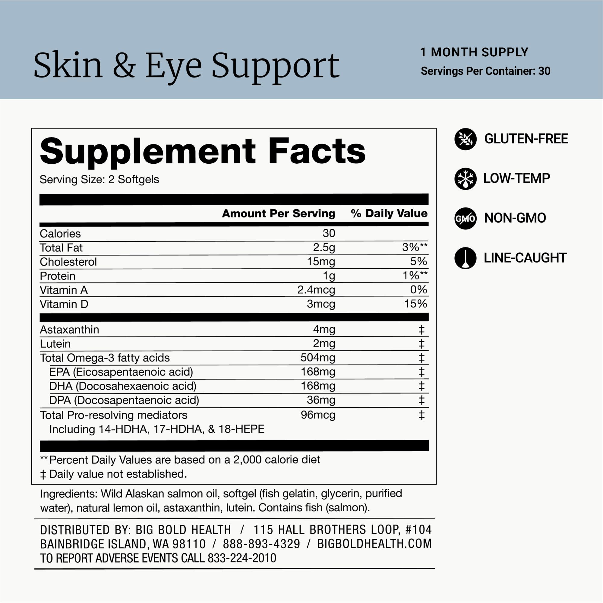BIG BOLD HEALTH Omega-3 Lutein Supplement bottle with natural lemon