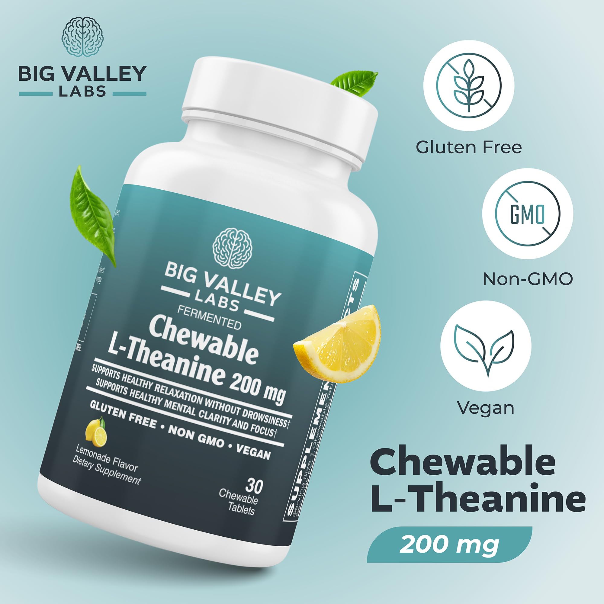 Big Valley Labs L-Theanine chewable tablet close-up