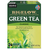 Bigelow Tea Green Tea K-Cup Pods with a cup of brewed tea