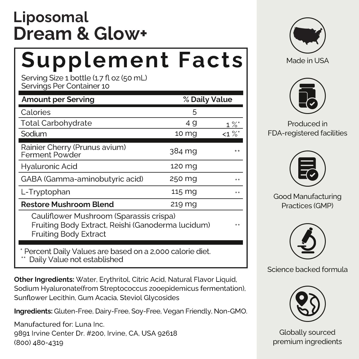 BIGVITA Liposomal Dream & Glow+ shot with cherry and mushroom