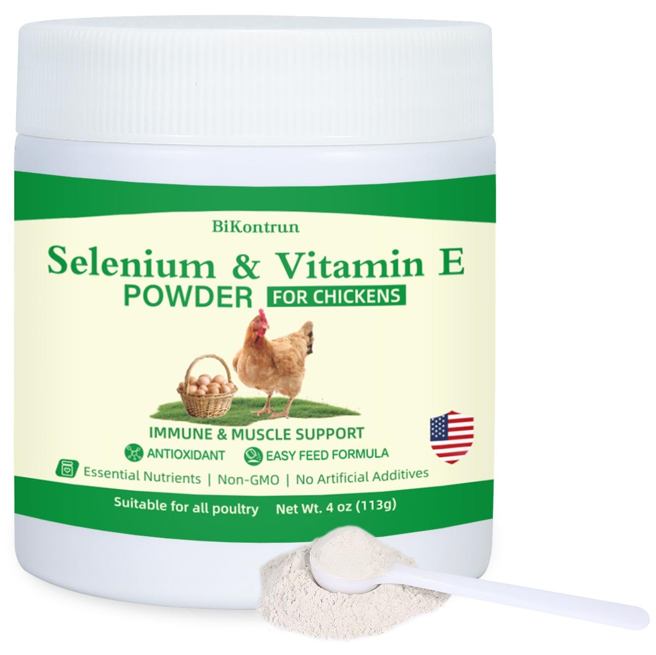 BiKontrun Vitamin E & Selenium Powder front view 150g