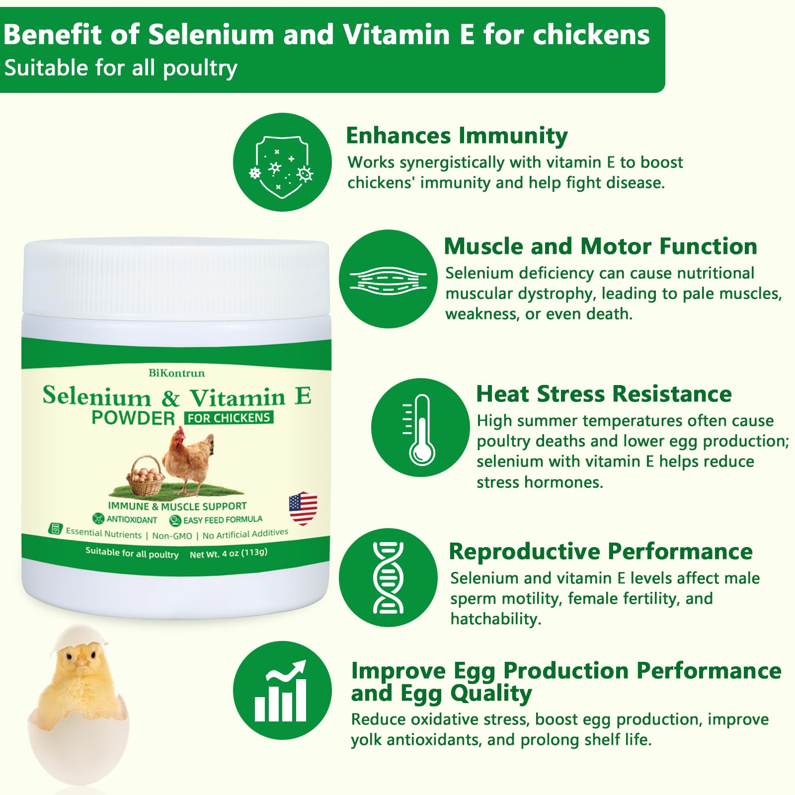 BiKontrun Vitamin E & Selenium Powder packaging details