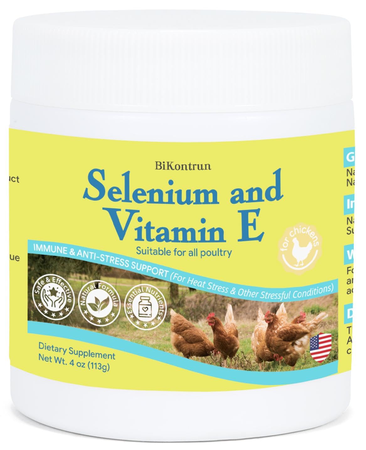 BiKontrun Vitamin E & Selenium Supplement 141g front view