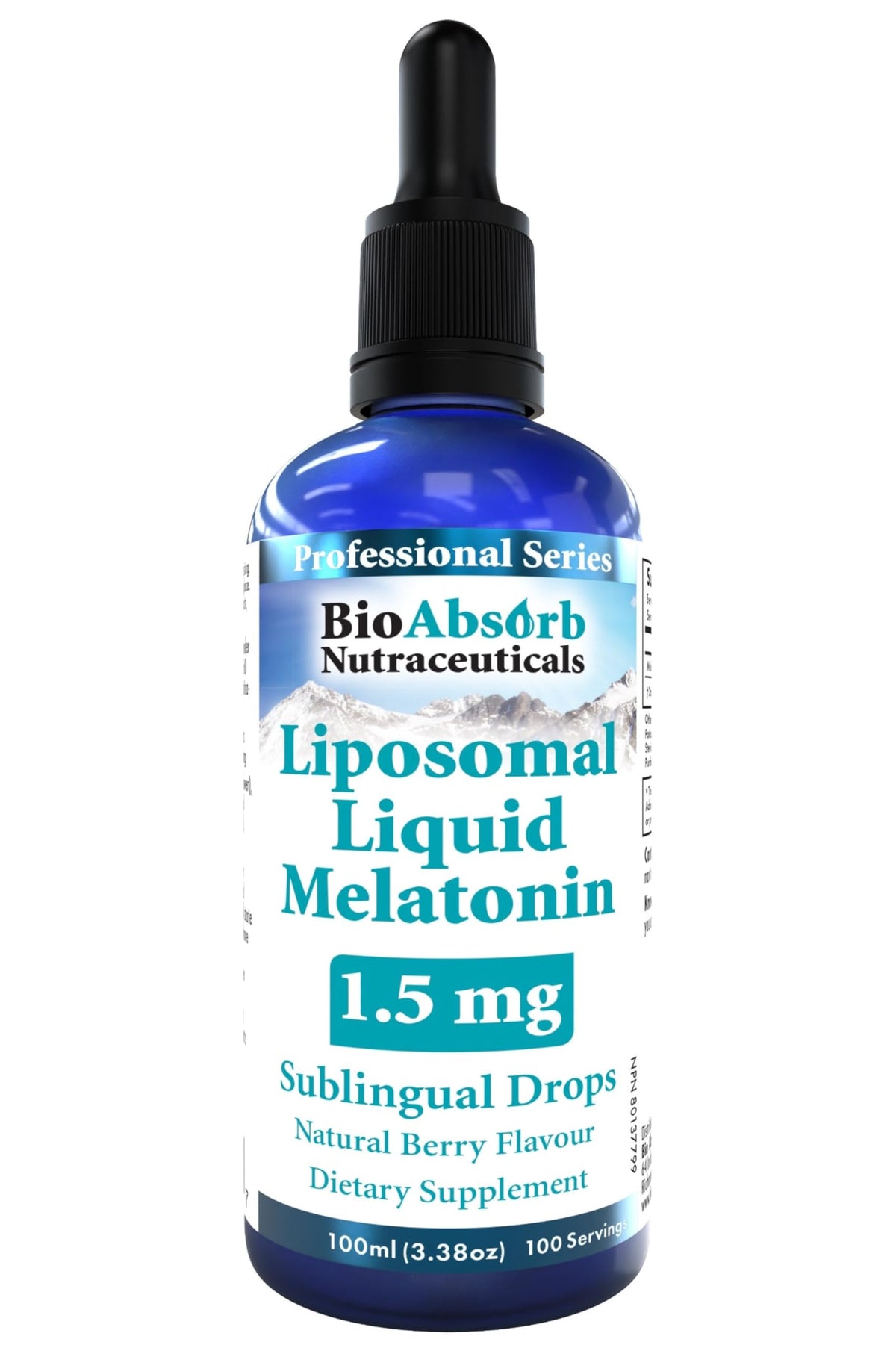 Bio Absorb Liposomal Liquid Melatonin 1mg-3mg sublingual drops front view