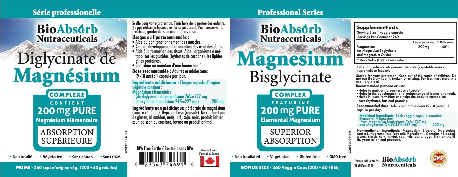 Bio Absorb Magnesium Bisglycinate 200mg capsules in hand