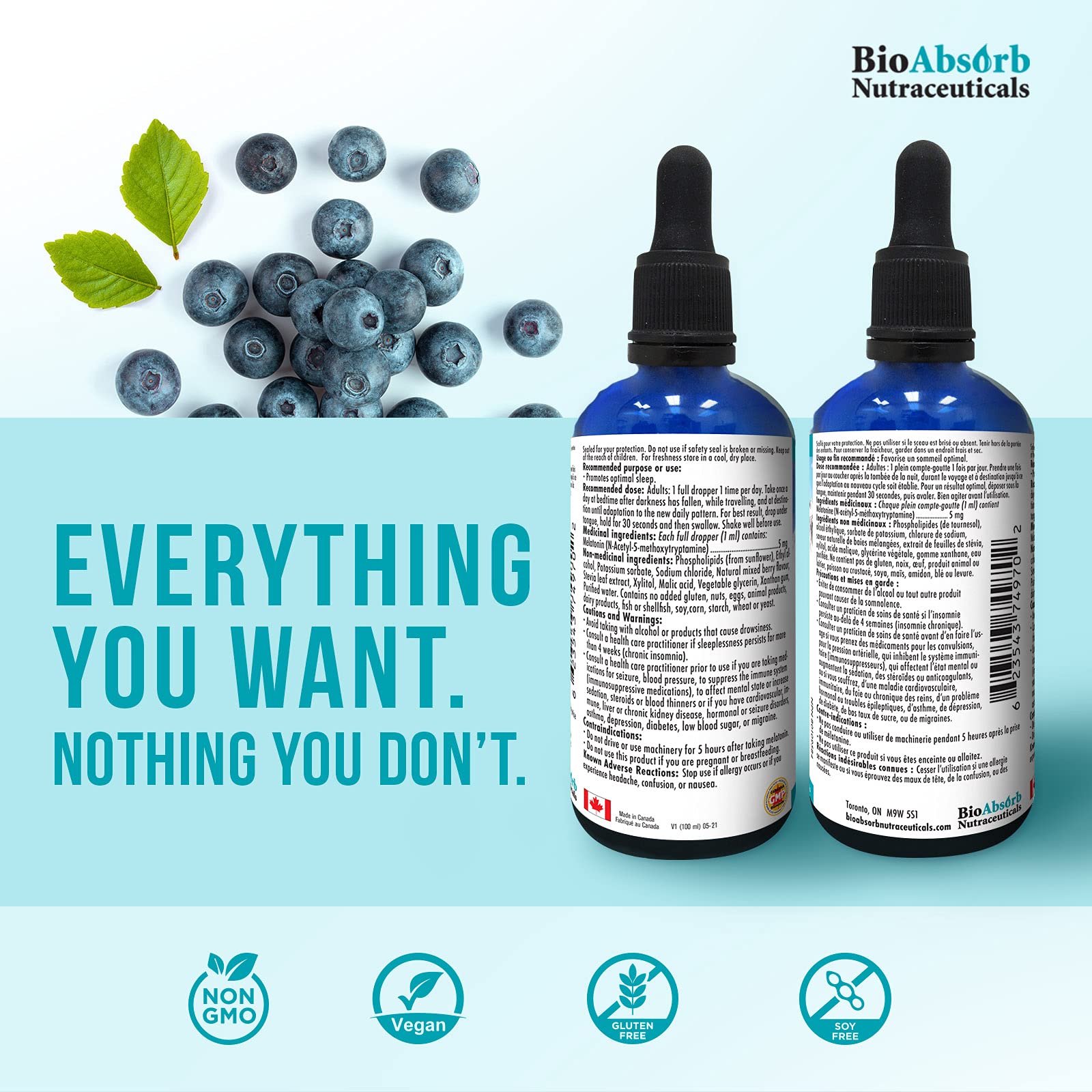 Bio Absorb Nutraceuticals Melatonin Liquid dropper close-up