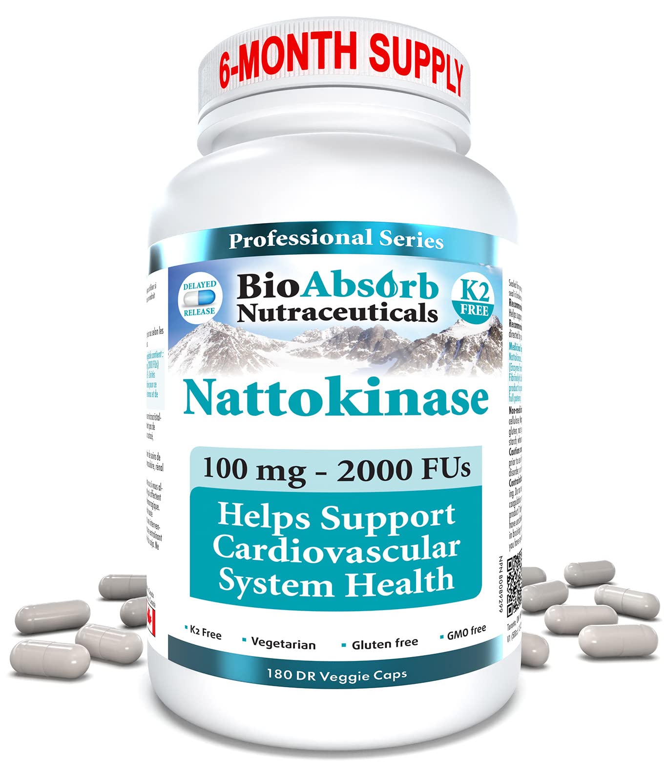 Bio Absorb Nutraceuticals Nattokinase Multi-Enzyme Capsules front view