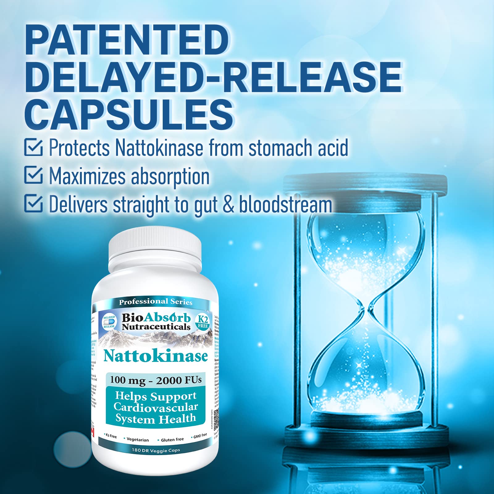 Bio Absorb Nutraceuticals Nattokinase Multi-Enzyme Capsules side view