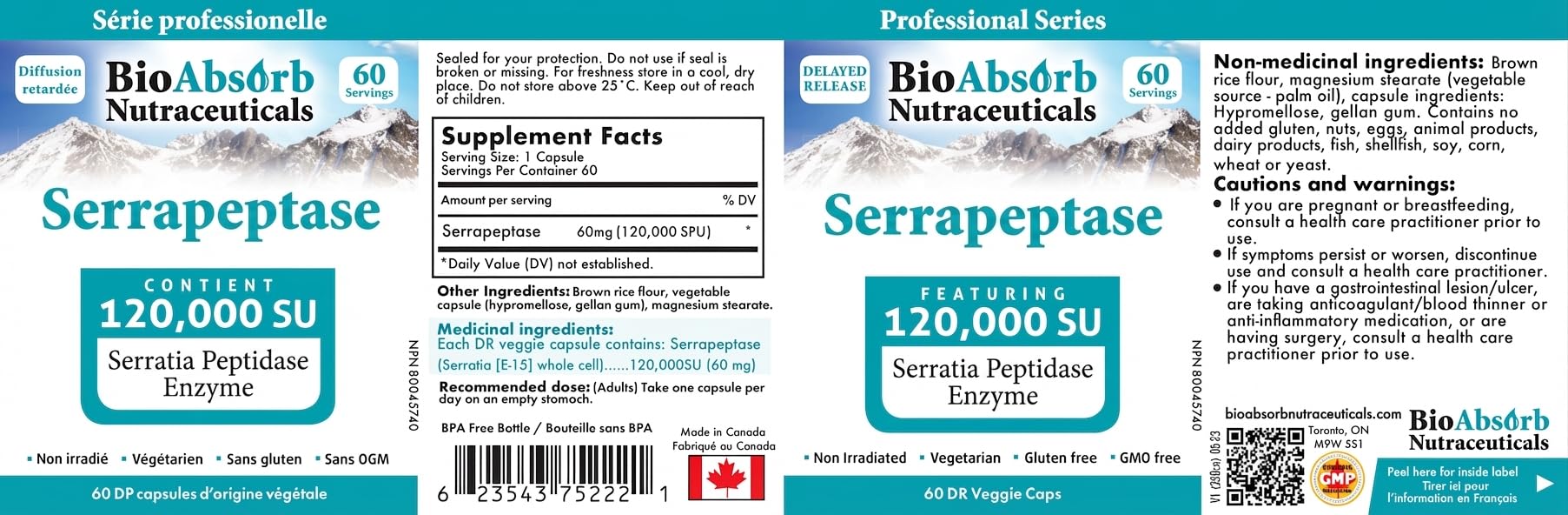 Bio Absorb Nutraceuticals Serrapeptase Multi-Enzyme Supplement capsule on a spoon