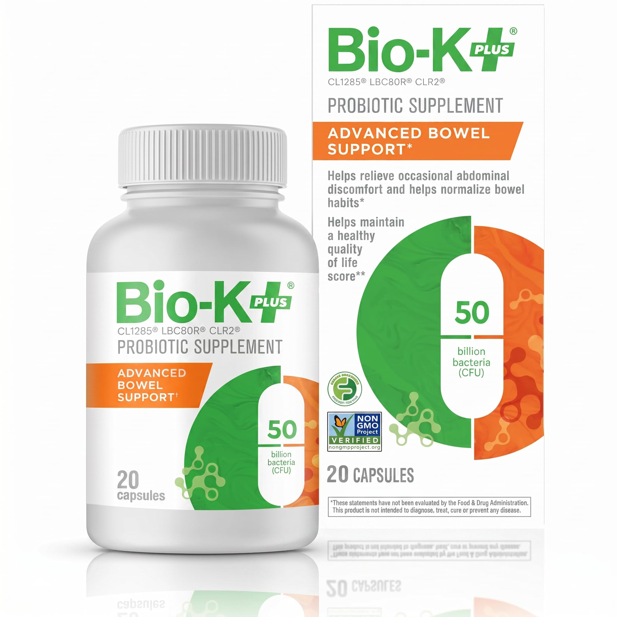 Bio-K Plus Advanced Bowel Support Probiotic capsule front view