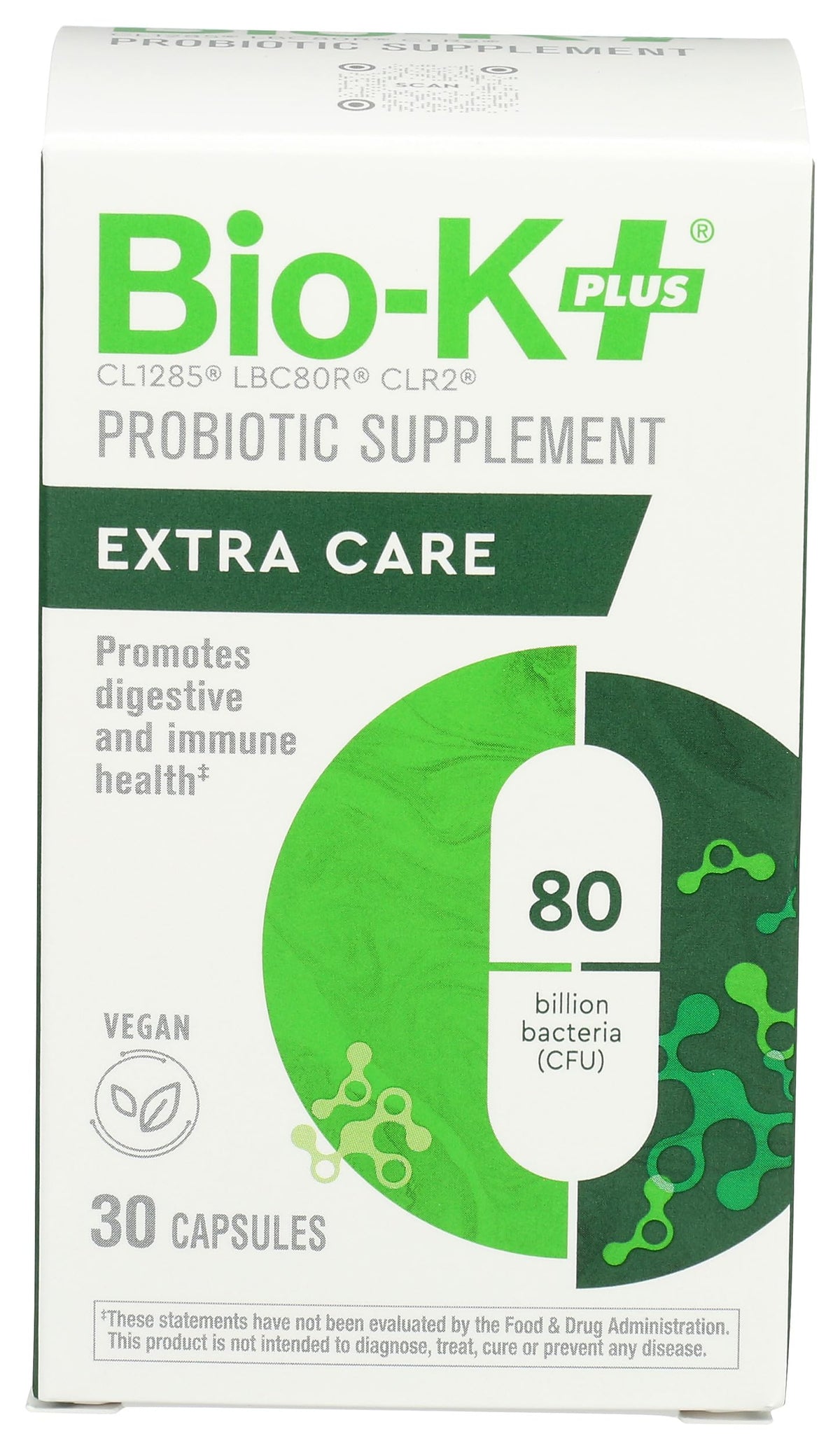 Bio-K Plus Probiotic Capsules 80 Billion CFU front view