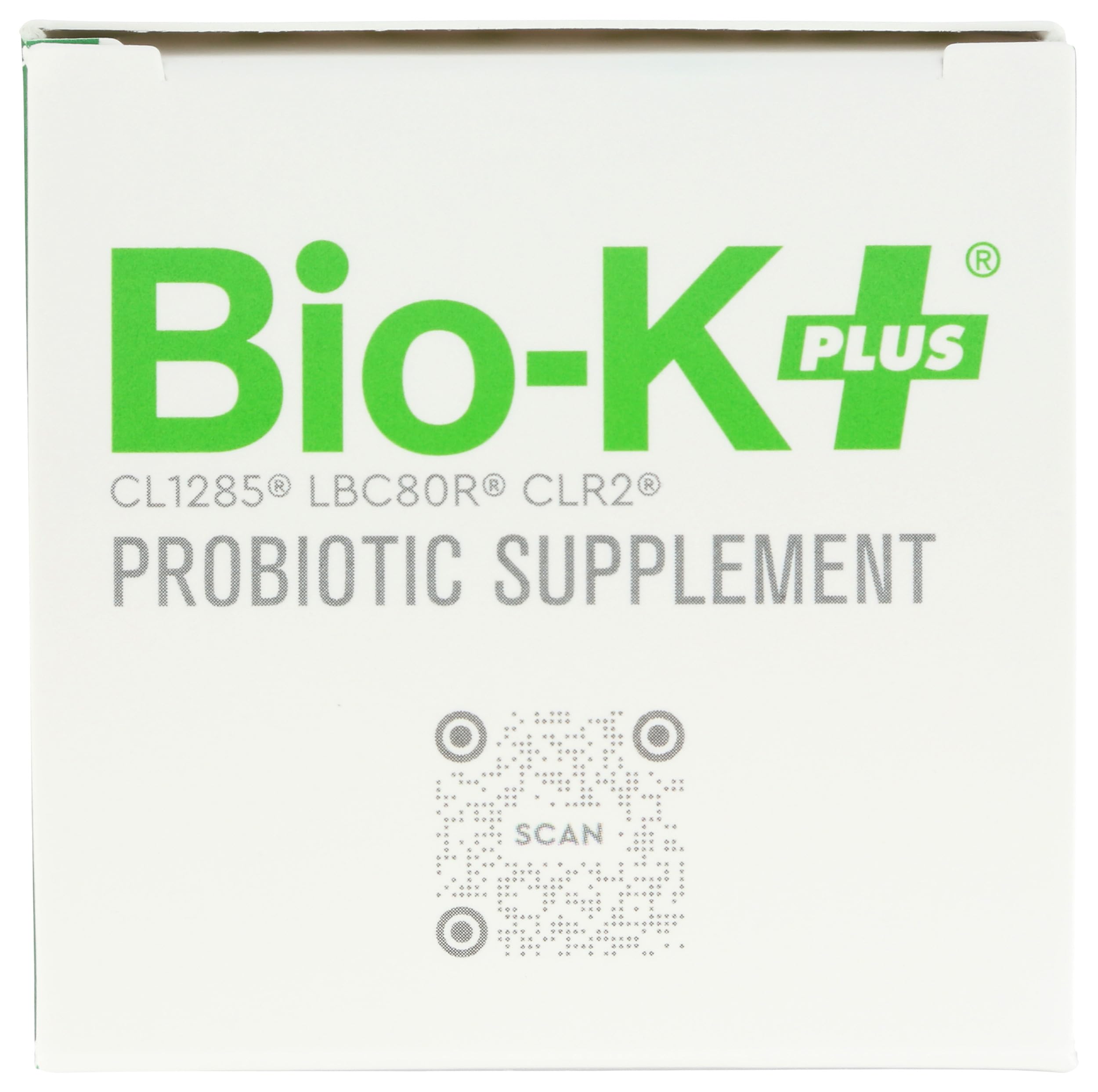 Bio-K Plus Probiotic Capsules displayed on a wooden table