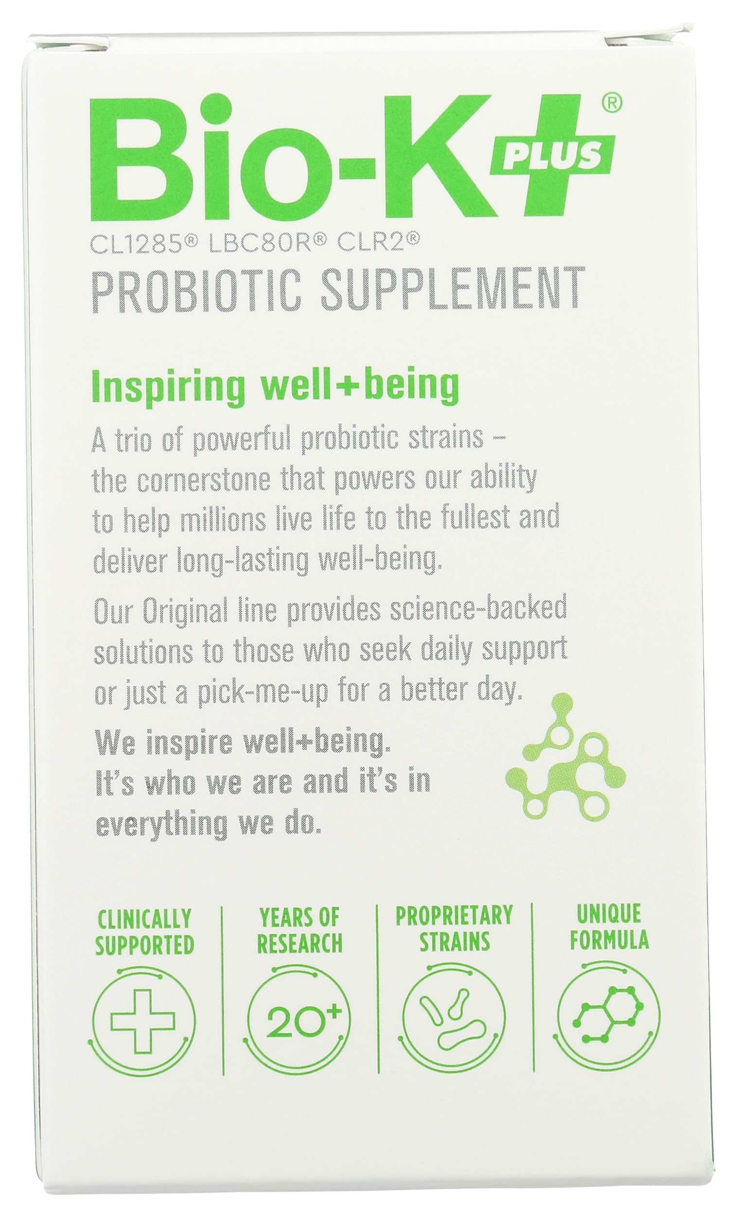 Bio-K Plus Probiotic Capsules side view showing label