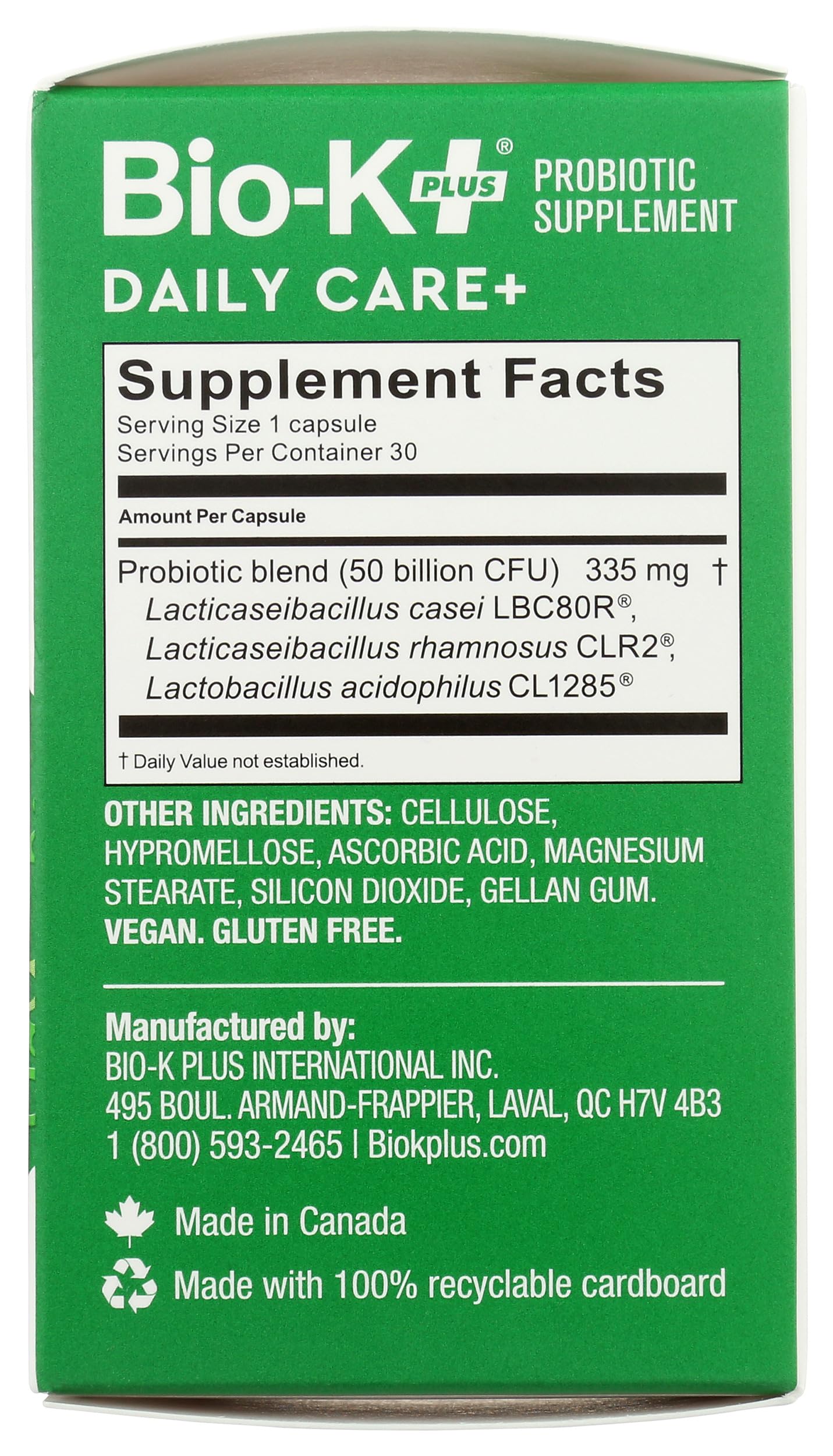 Bio-K Plus Probiotic Capsules with a glass of water