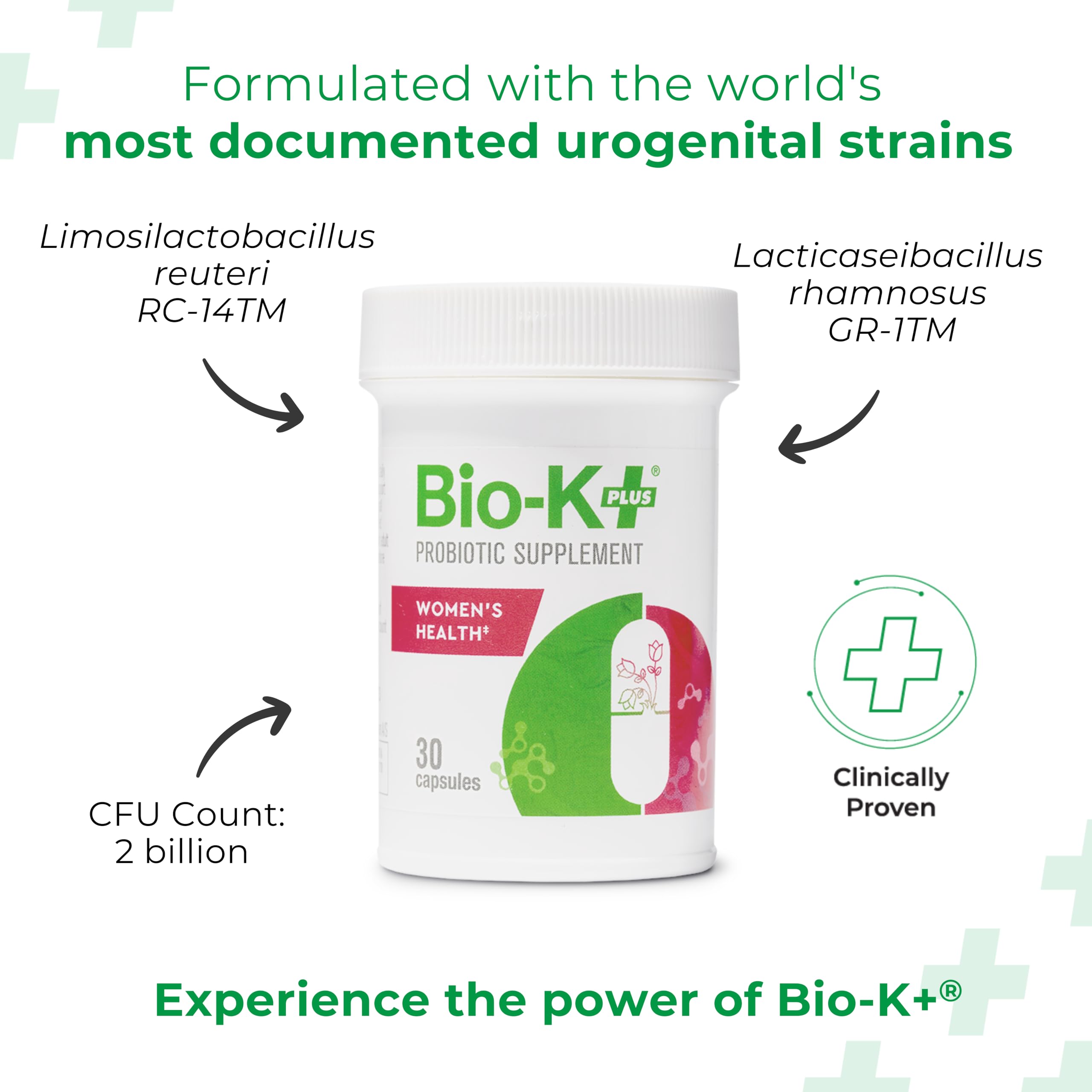 Bio-K Plus Women's Health Probiotic capsule bottle side view