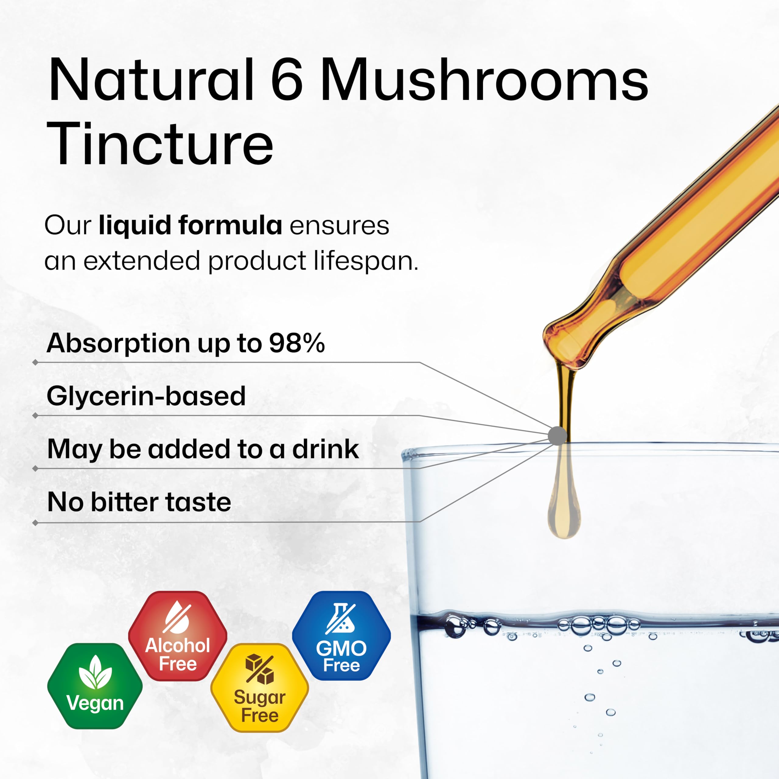 BIO KRAUTER 6 Mushrooms Tincture in a glass with beverage