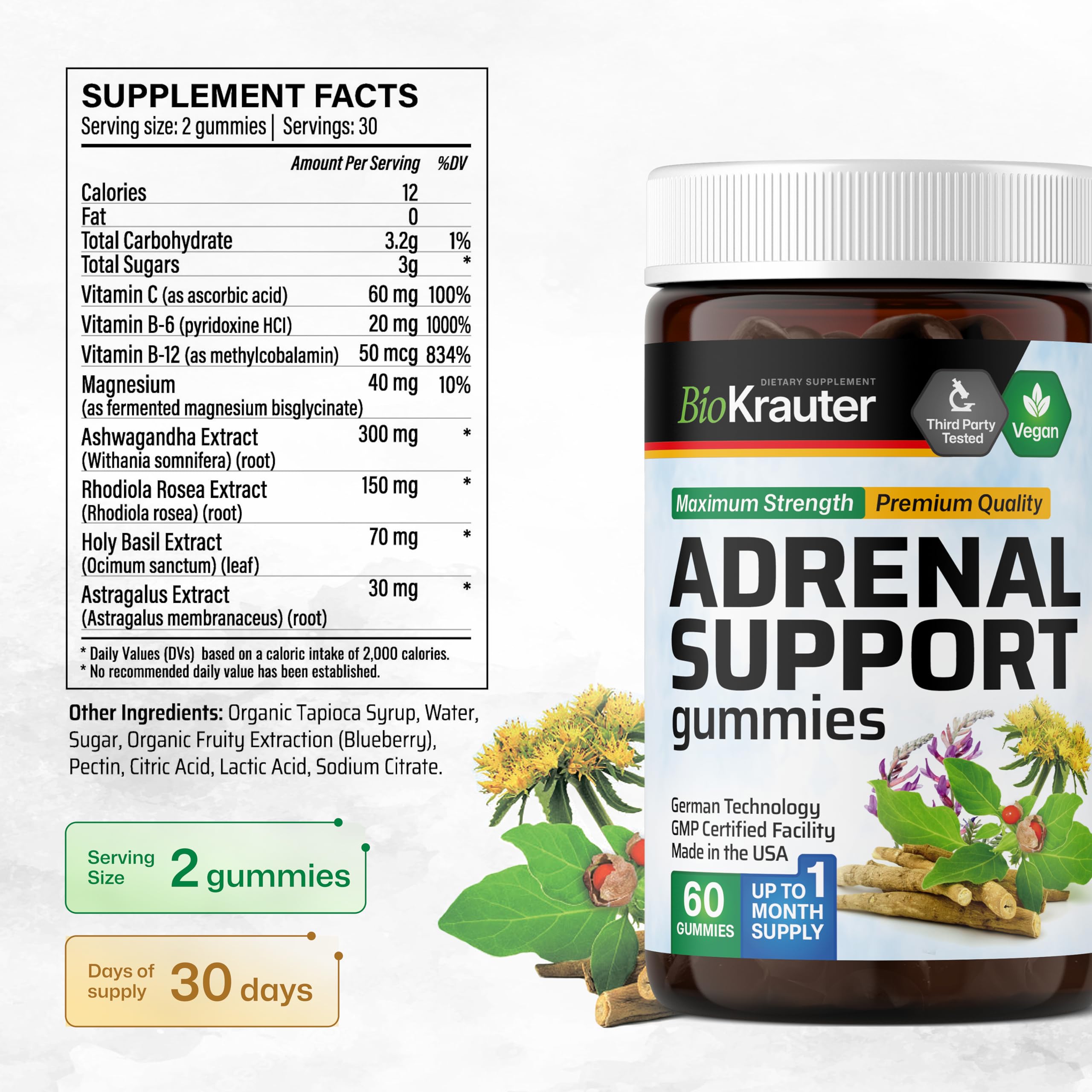 BIO KRAUTER Adrenal Support Gummies ingredients list