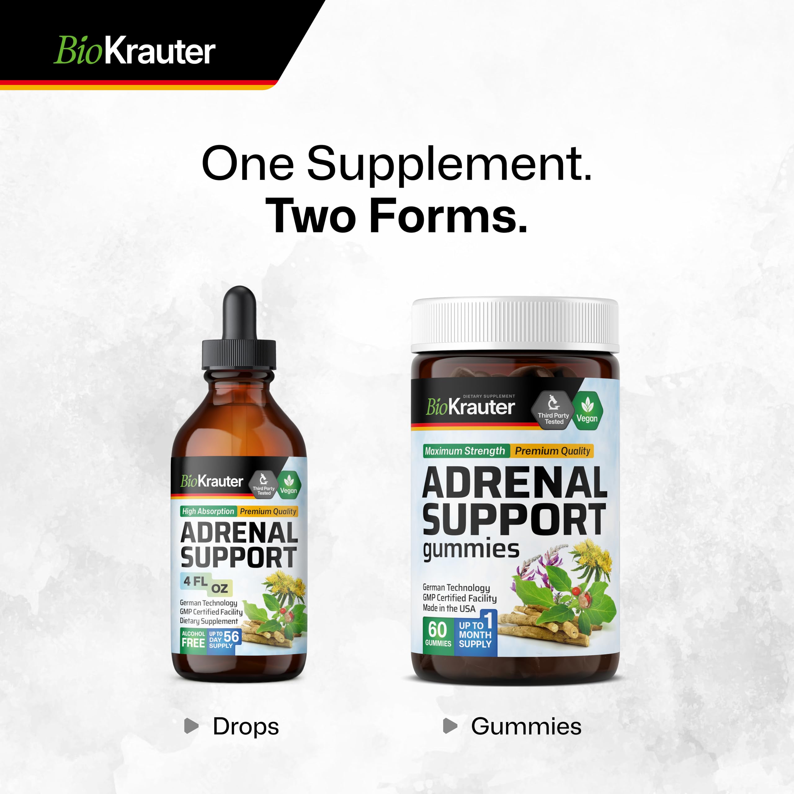 BIO KRAUTER Adrenal Support Gummies with fresh blueberries