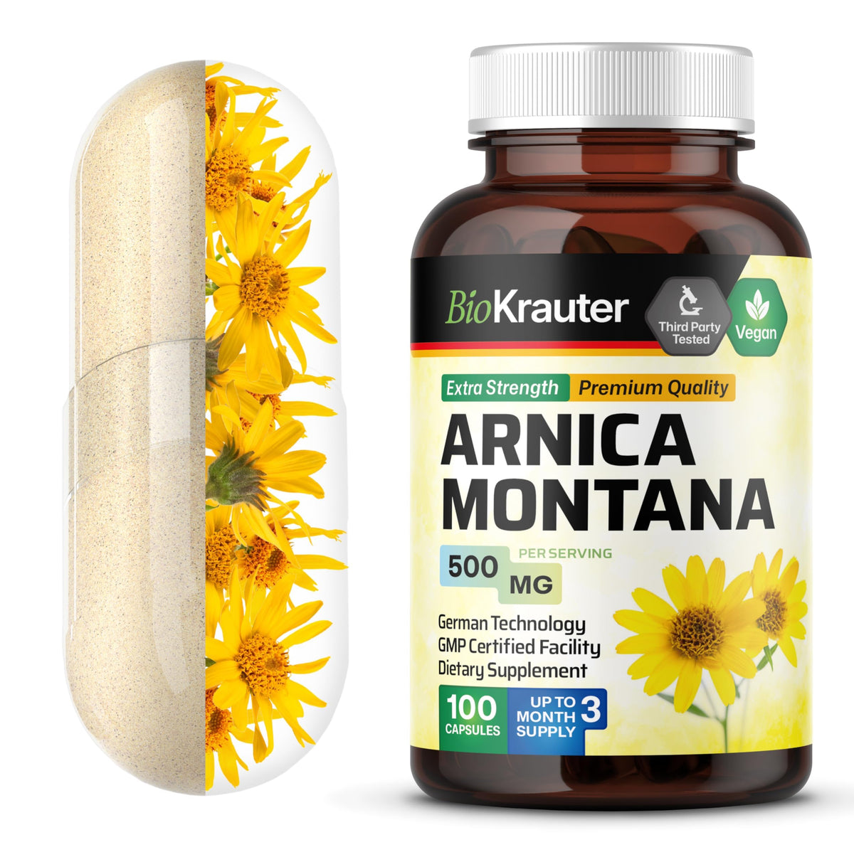 BIO KRAUTER Arnica Capsules 500mg front view