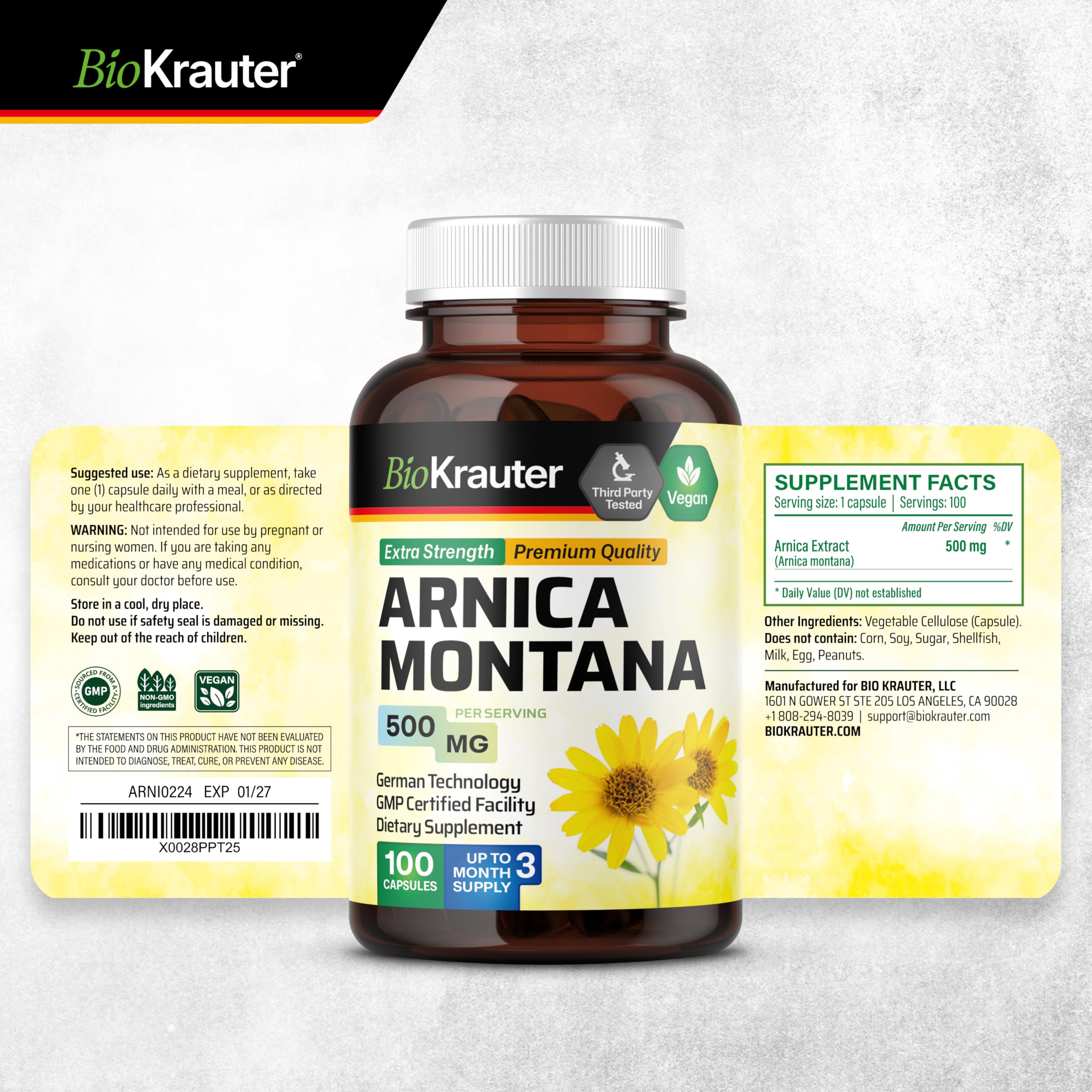 BIO KRAUTER Arnica Capsules packaging details