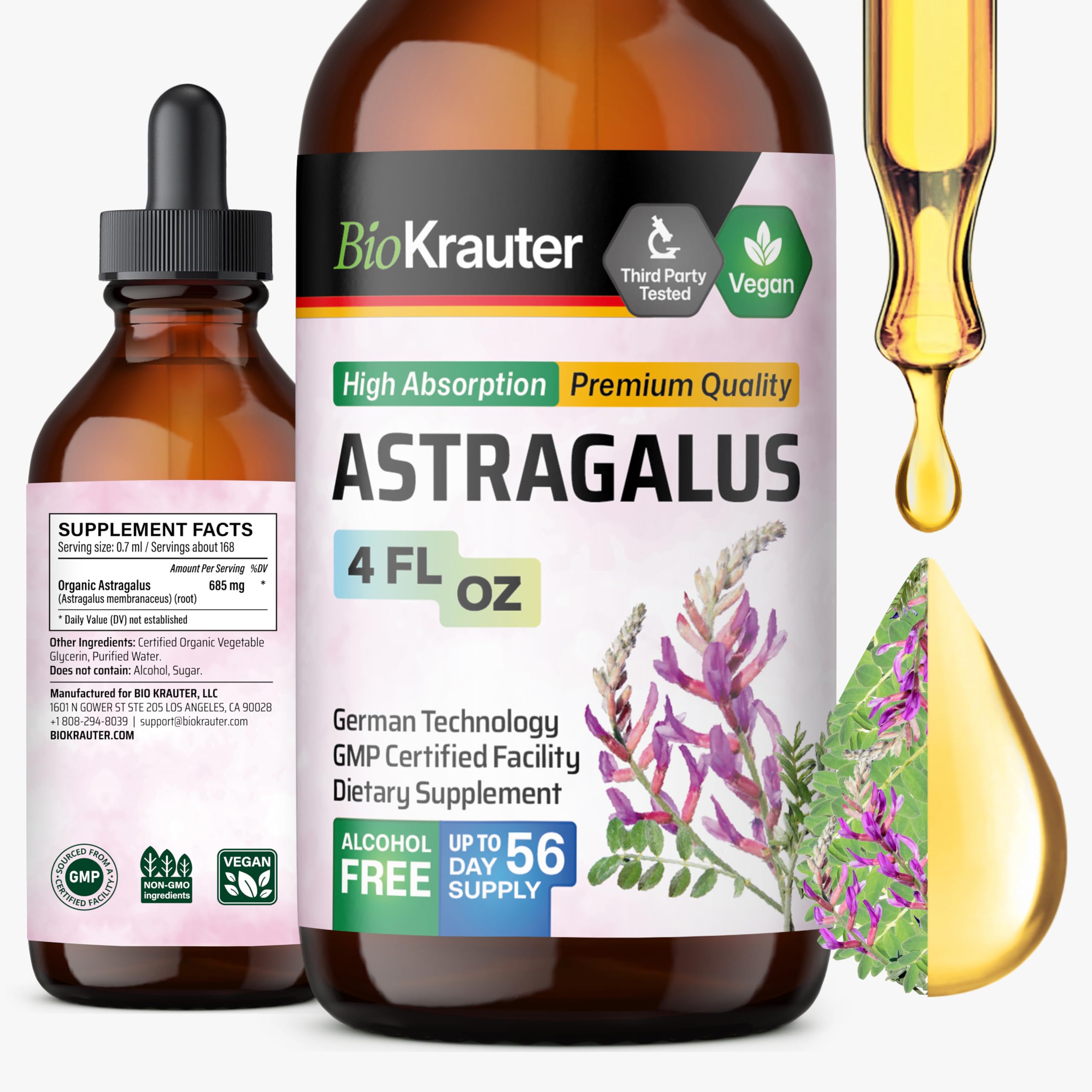 BIO KRAUTER Astragalus Tincture front view 259g
