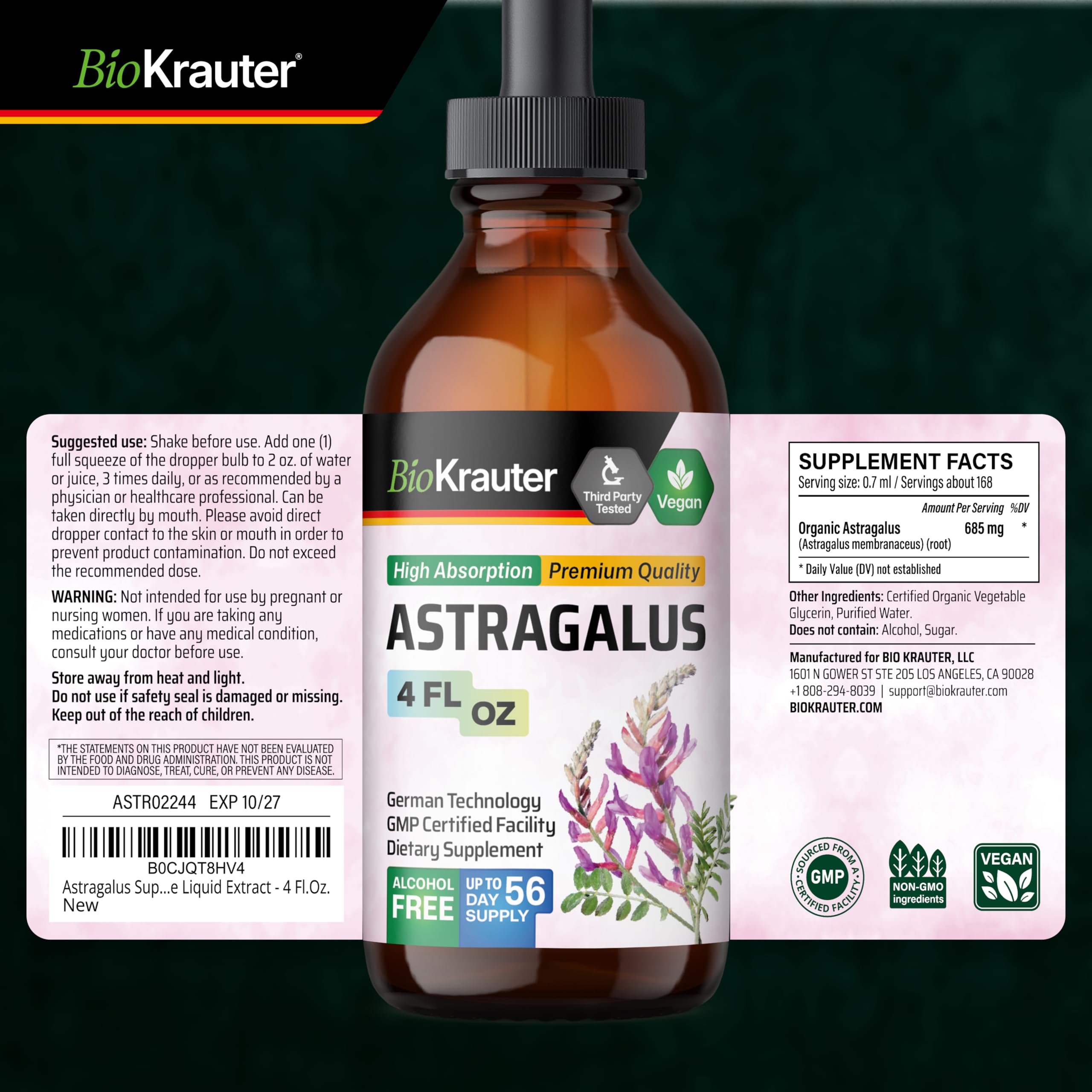 BIO KRAUTER Astragalus Tincture ingredients list